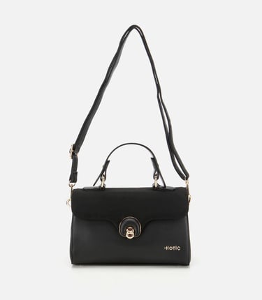  Kadın Siyah Kilit Detaylı Omuz Çantası