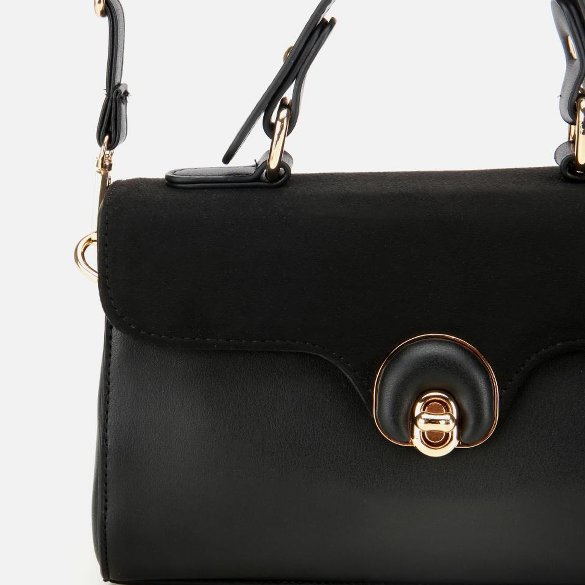 Kadın Siyah Kilit Detaylı Omuz Çantası