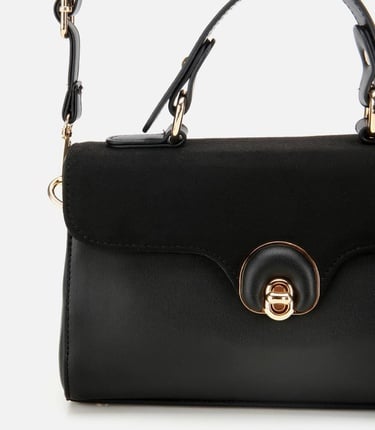 Kadın Siyah Kilit Detaylı Omuz Çantası