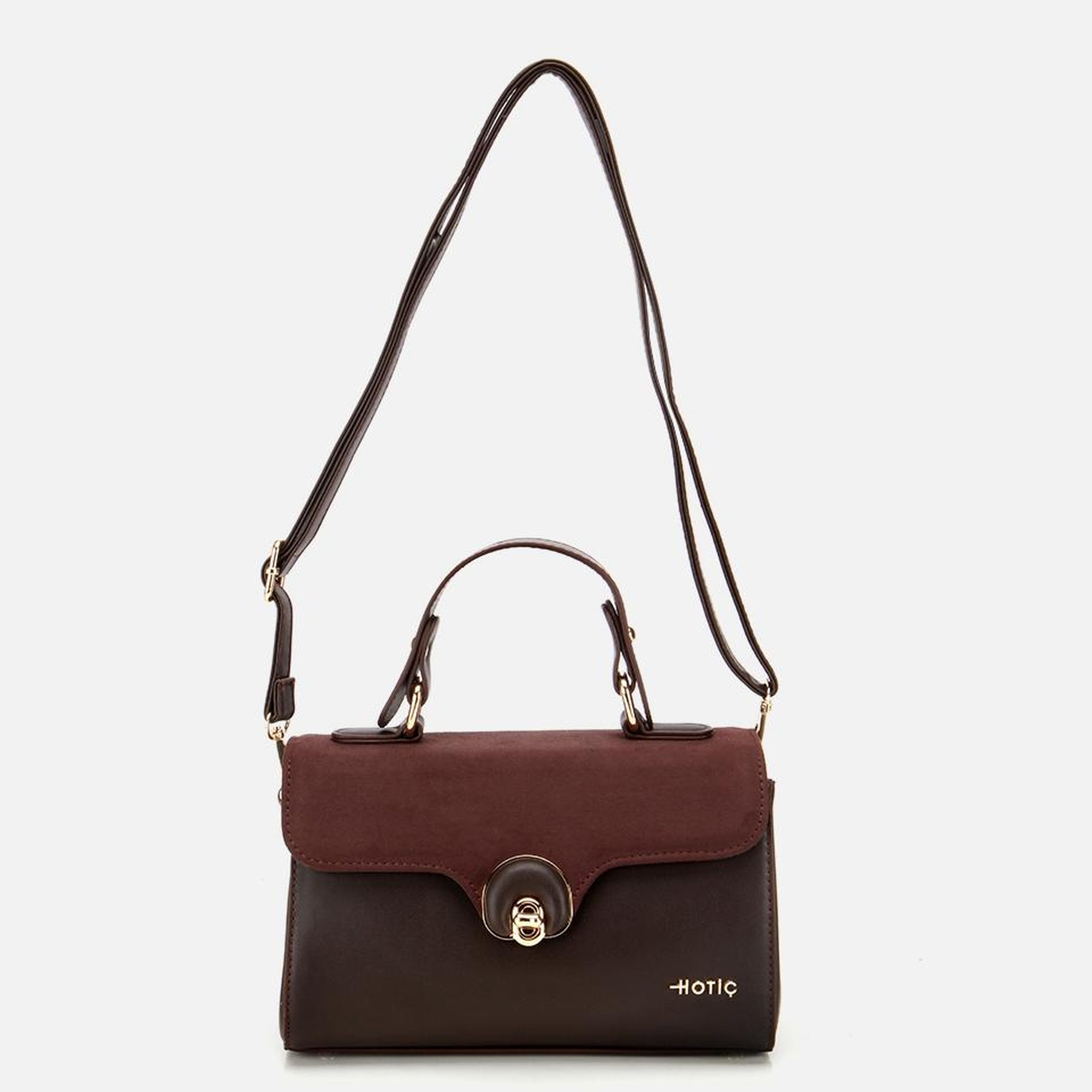 Kadın Kahverengi Kilit Detaylı Omuz Çantası