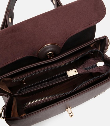  Kadın Kahverengi Kilit Detaylı Omuz Çantası