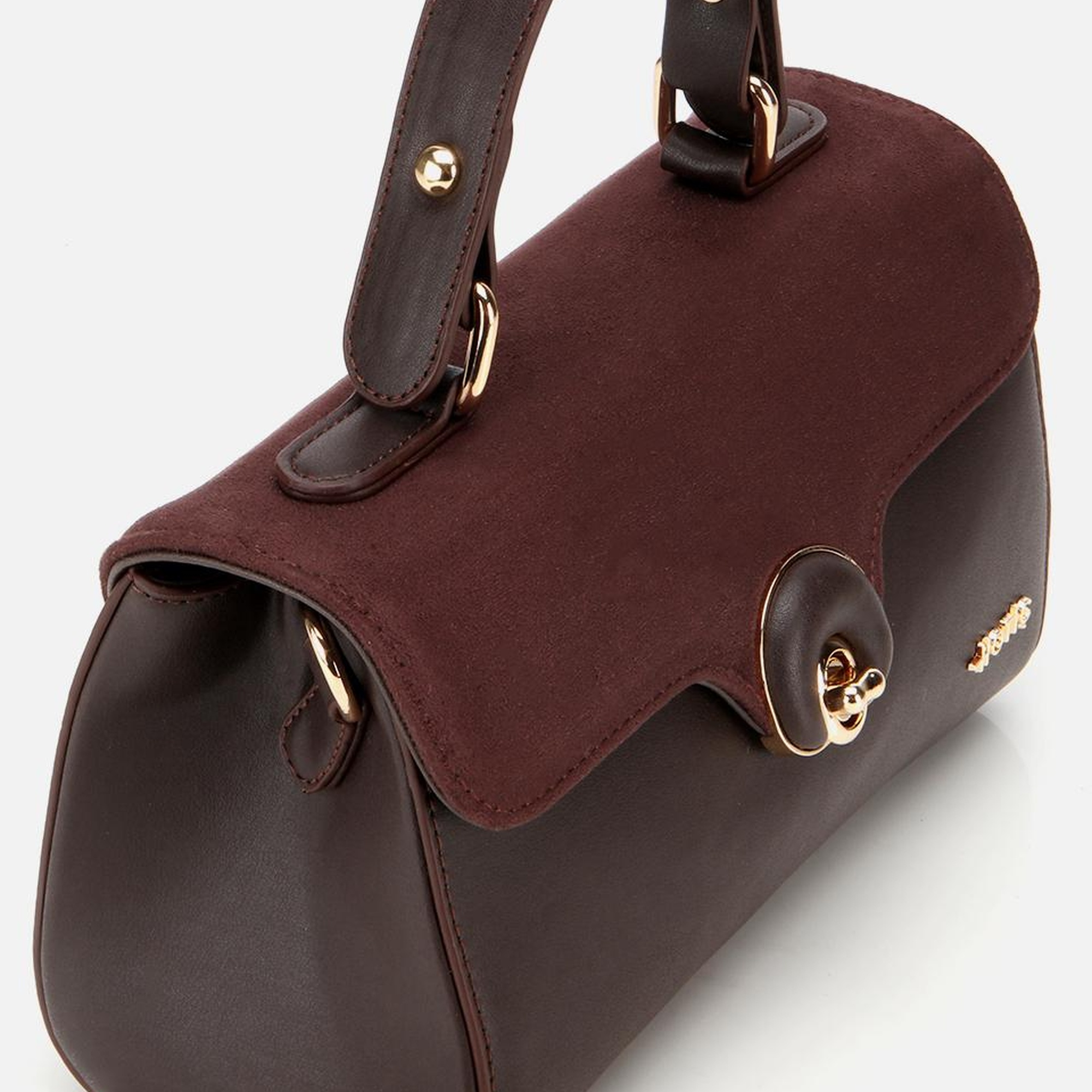 Kadın Kahverengi Kilit Detaylı Omuz Çantası