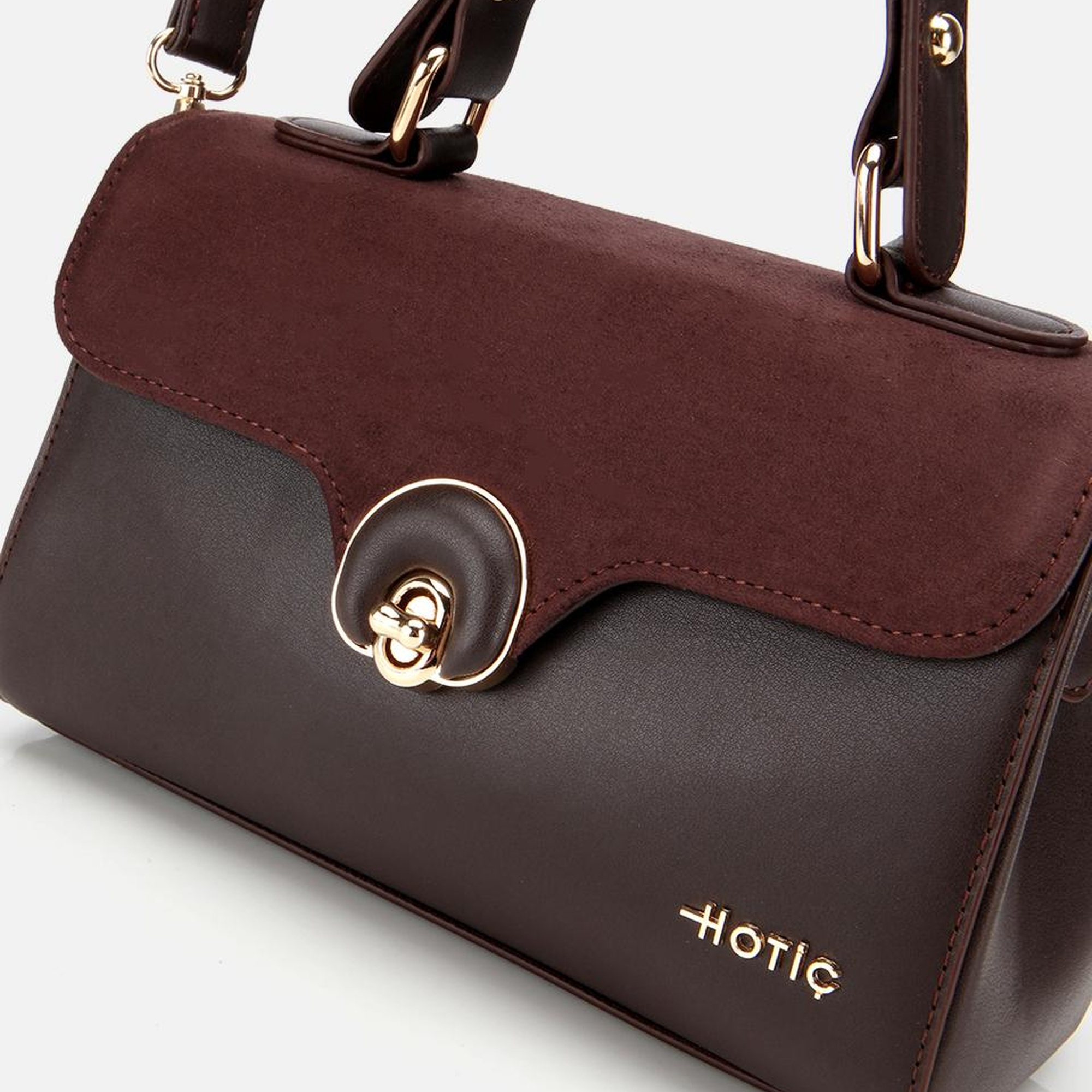 Kadın Kahverengi Kilit Detaylı Omuz Çantası