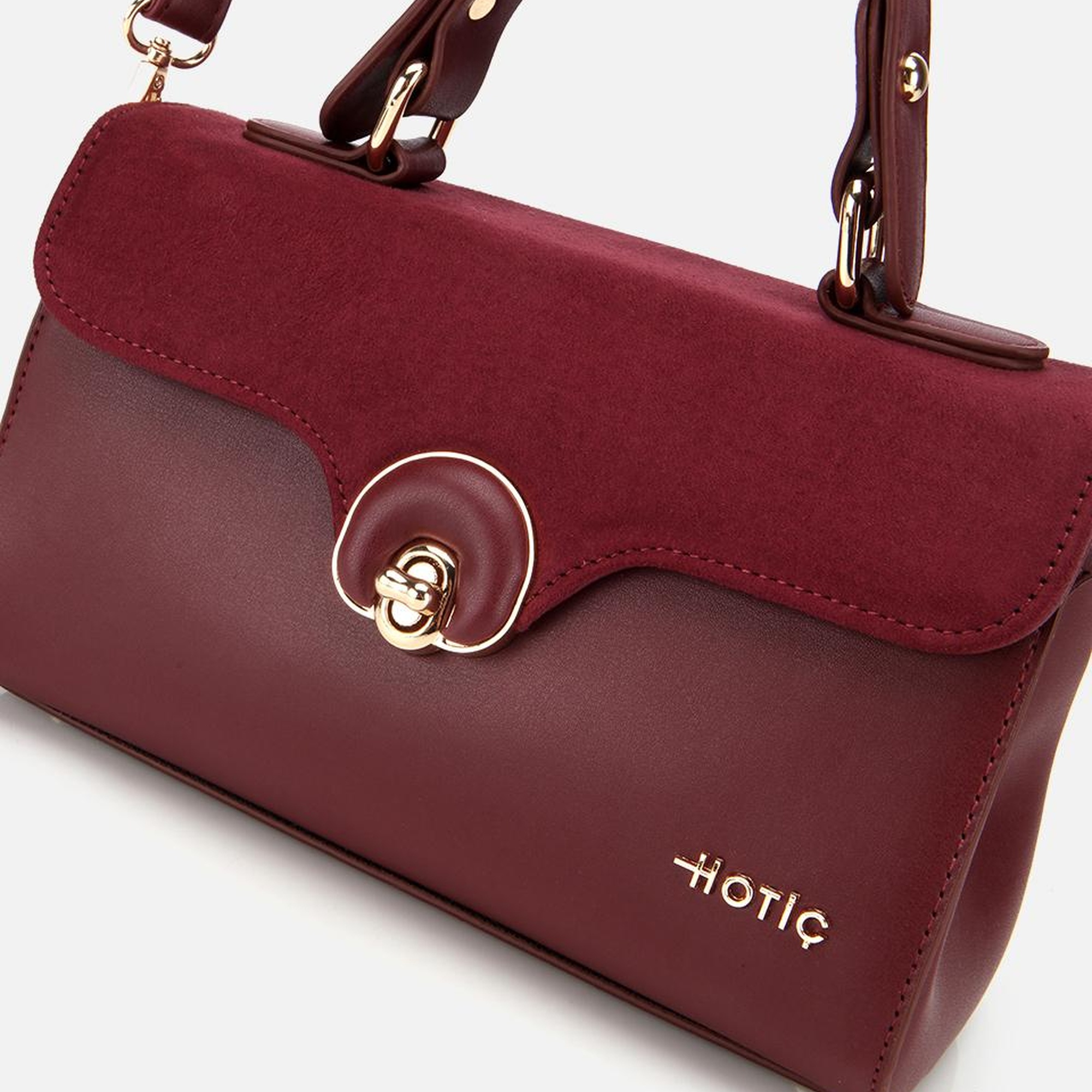 Kadın Bordo Kilit Detaylı Omuz Çantası