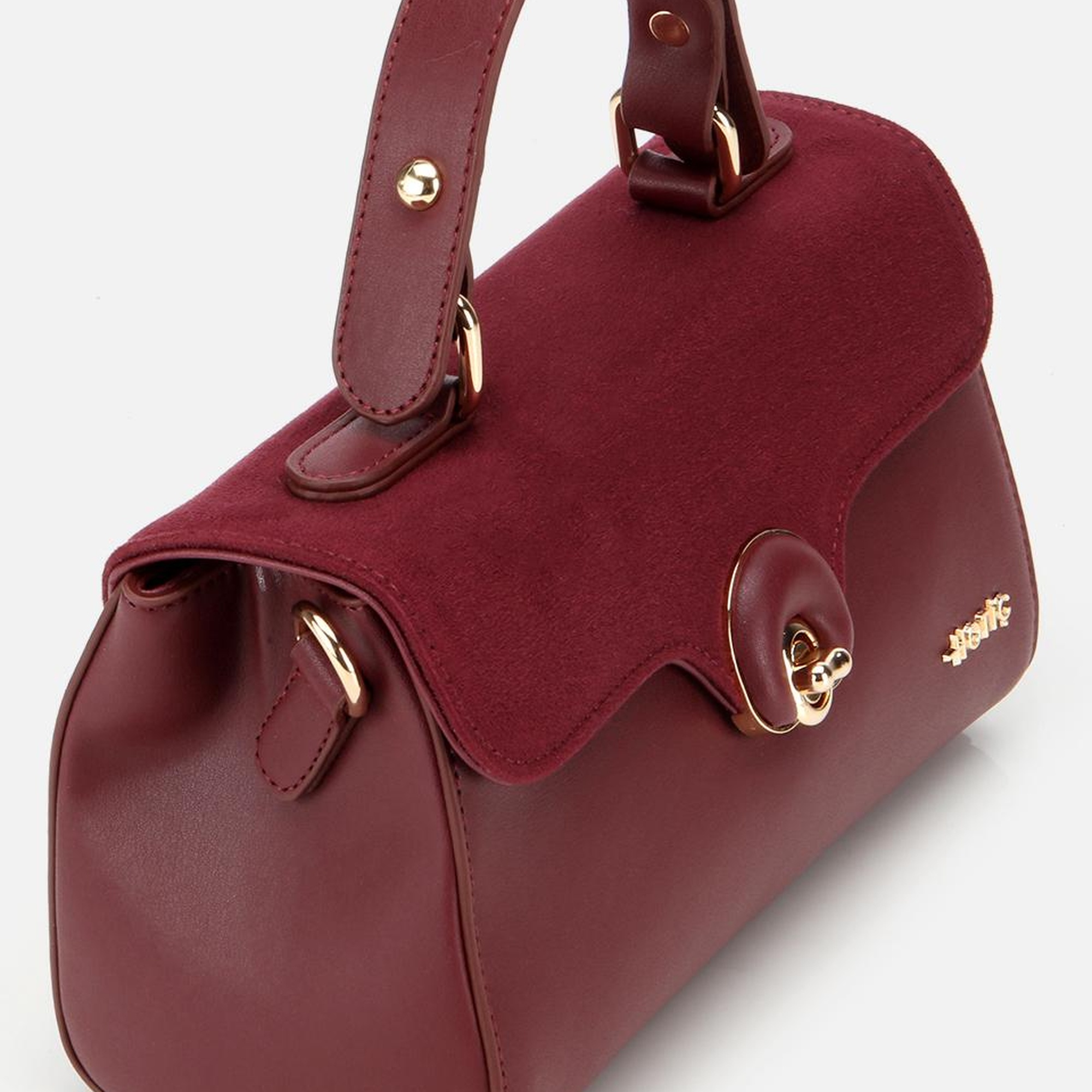 Kadın Bordo Kilit Detaylı Omuz Çantası