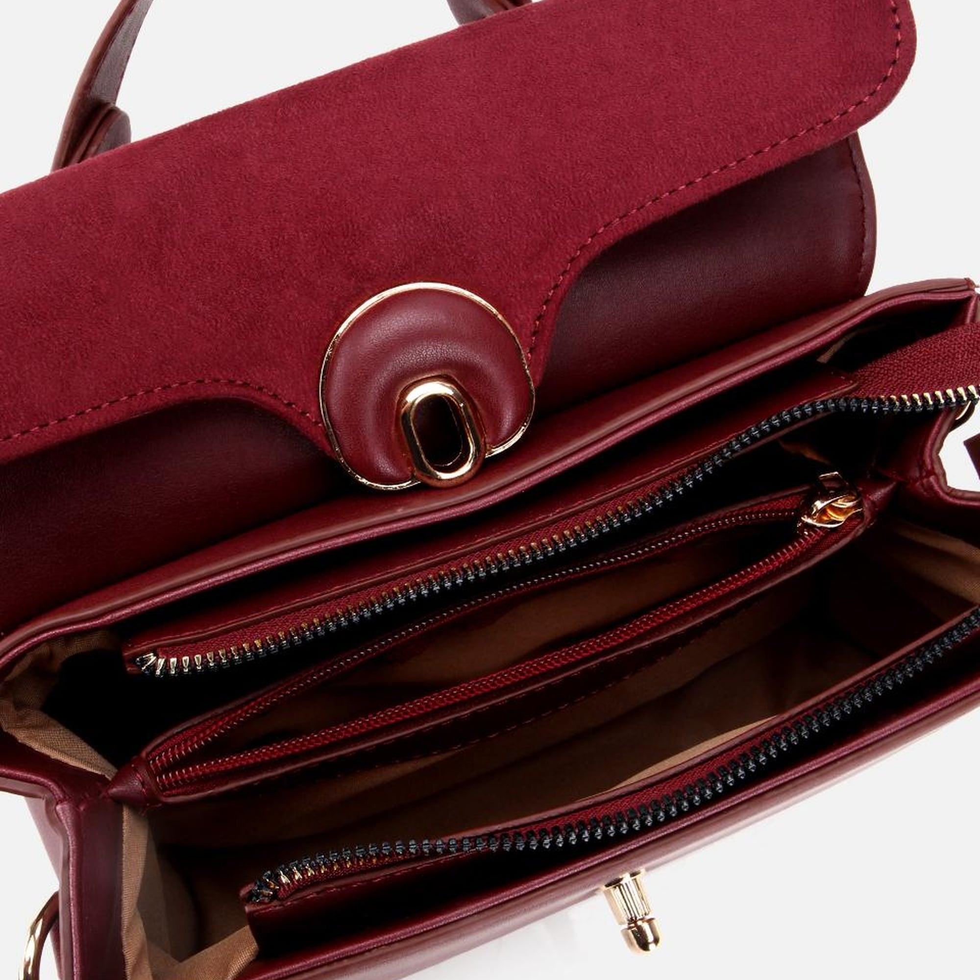 Kadın Bordo Kilit Detaylı Omuz Çantası