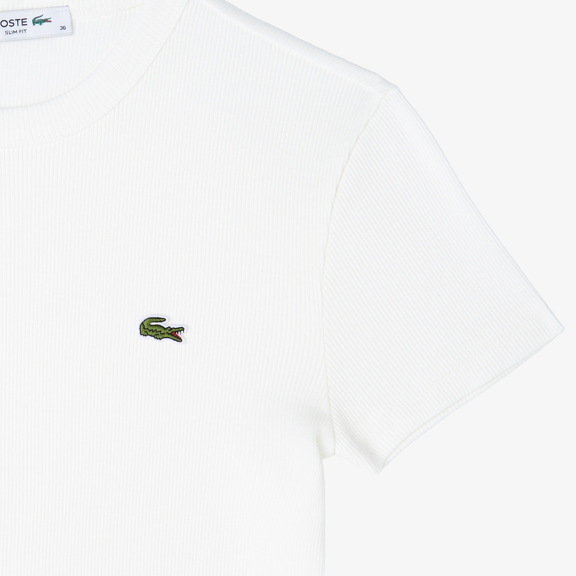 Lacoste Kadın Slim Fit Bisiklet Yaka Beyaz T-Shirt