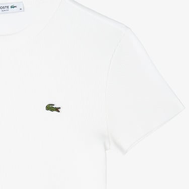  Lacoste Kadın Slim Fit Bisiklet Yaka Beyaz T-Shirt