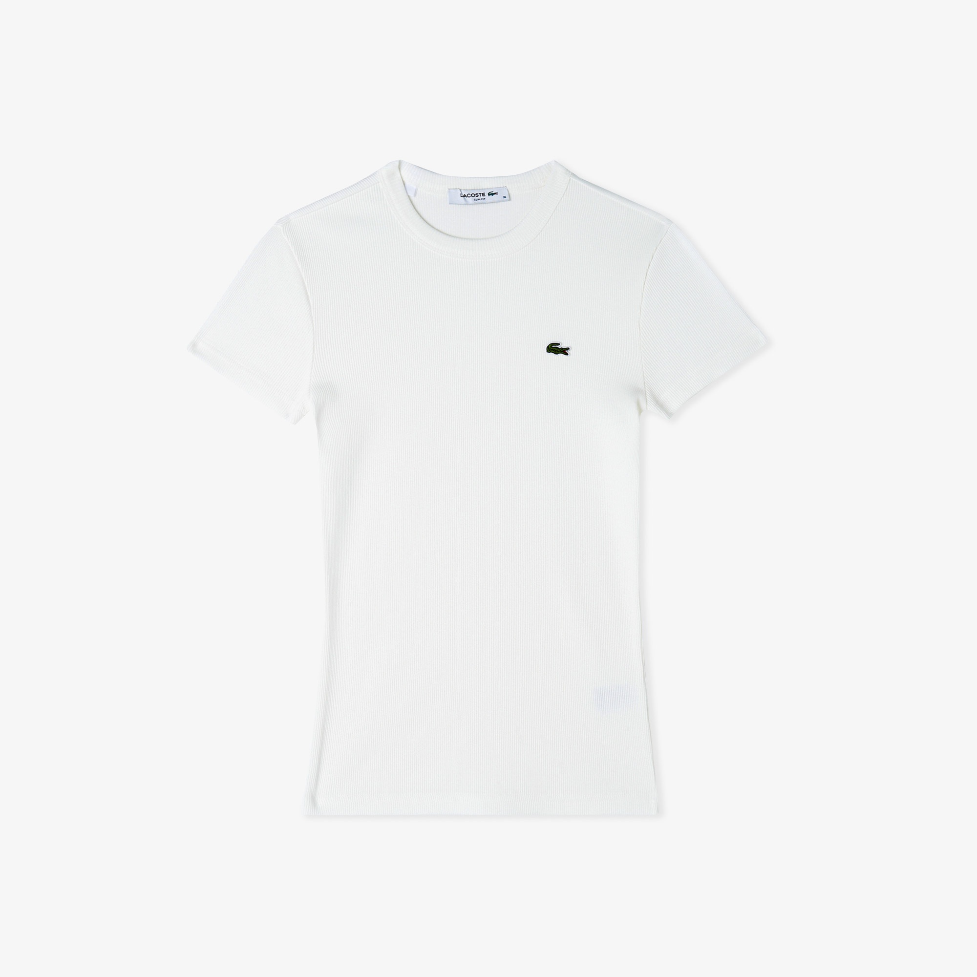 Lacoste Kadın Slim Fit Bisiklet Yaka Beyaz T-Shirt
