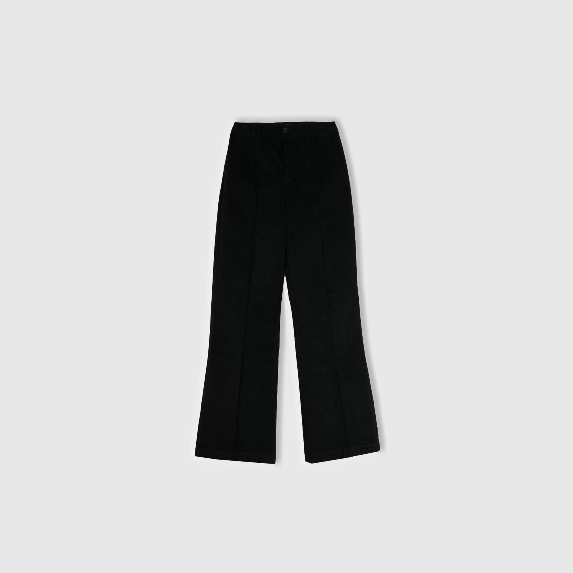 Kadın Siyah Esnek Kadife Pantolon