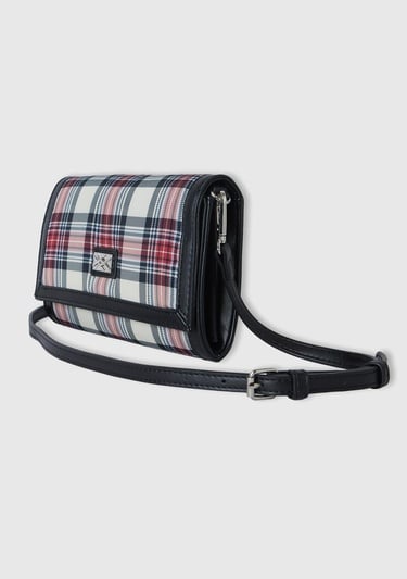  Kadın Taba Mix Ekoseli Logolu Dikdörtgen Çanta