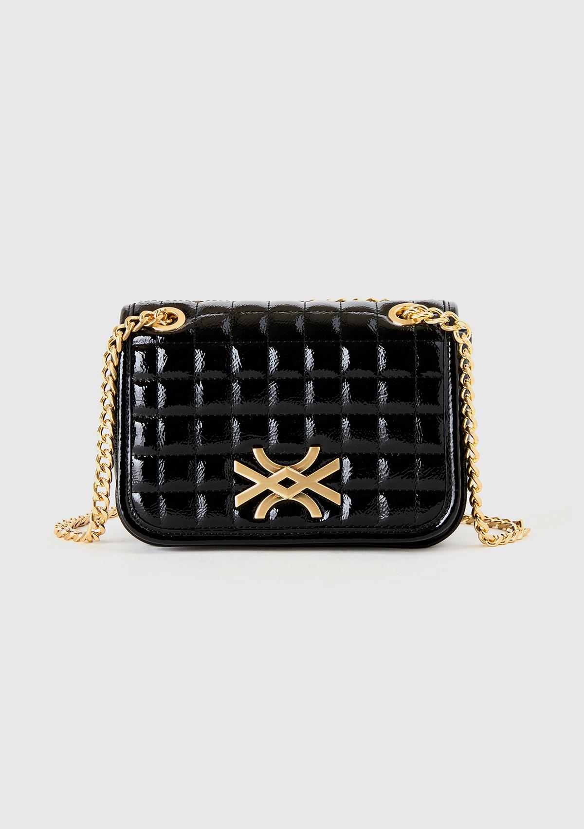  Kadın Siyah Suni Deri Logolu Küçük Çanta