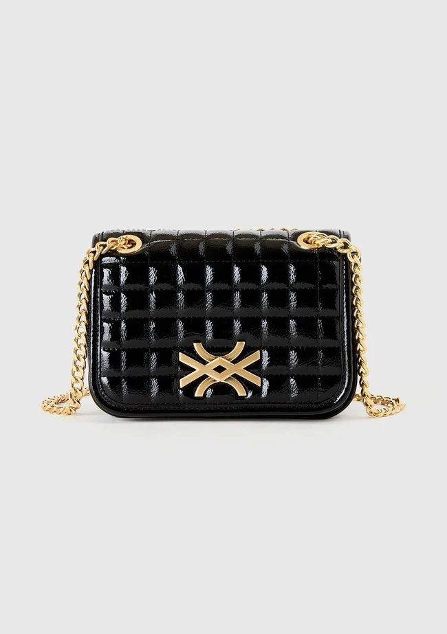  Kadın Siyah Suni Deri Logolu Küçük Çanta