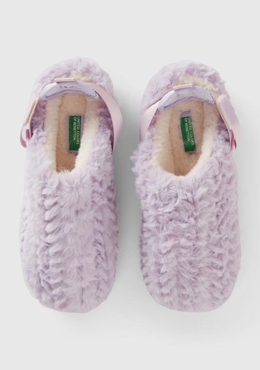  Kadın Lila Kürklü Ayakkabı