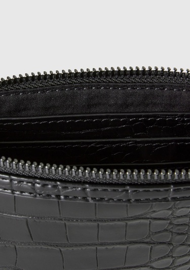  Kadın Siyah Yarım Logo Baskılı 2'li Deri Görünümlü  Mini Cüzdan