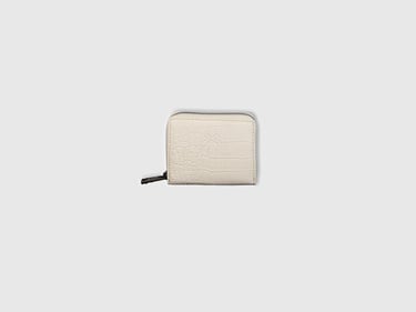  Kadın Krem Yarım Logo Baskılı Deri Görünümlü  Mini Cüzdan