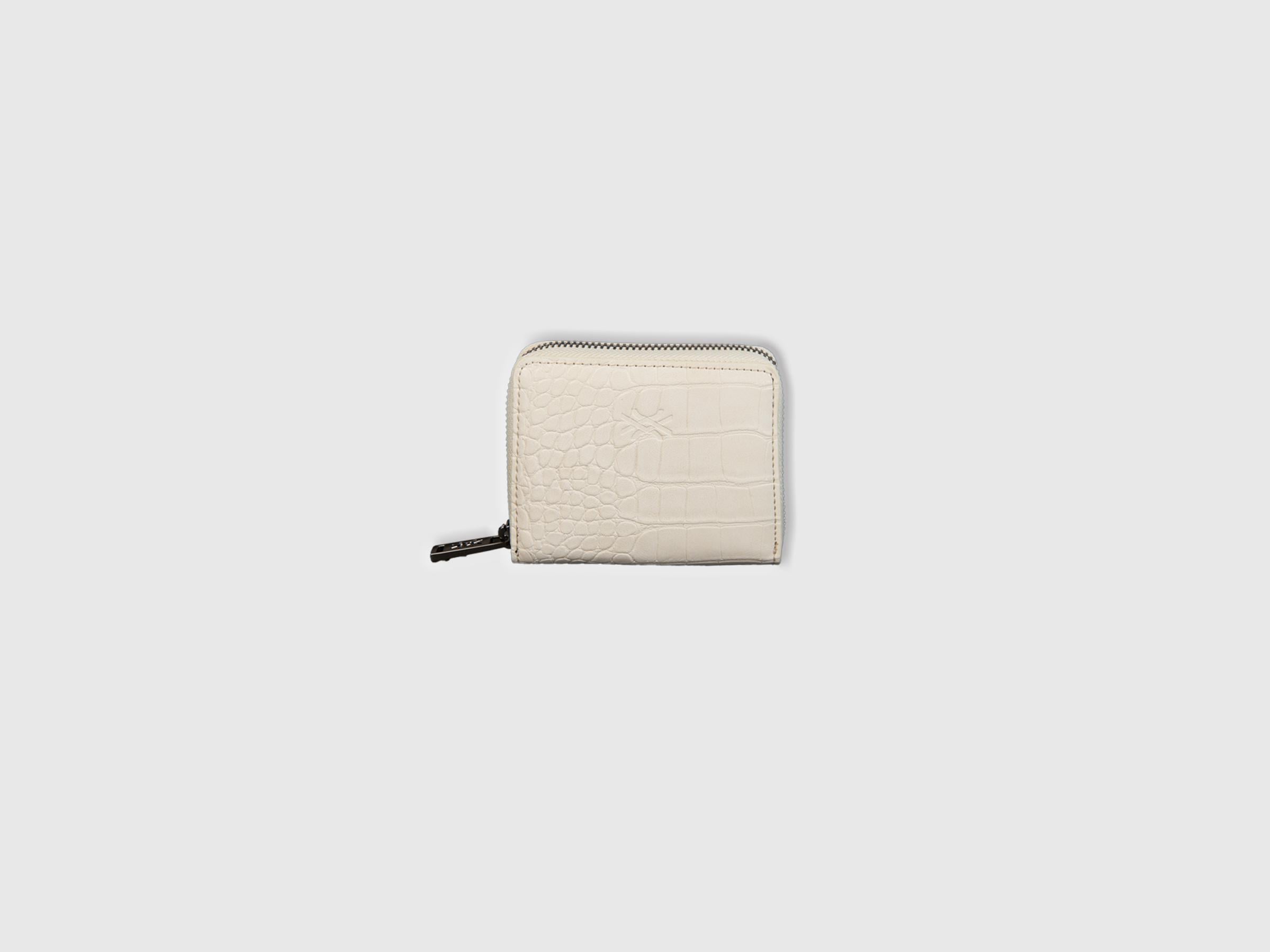  Kadın Krem Yarım Logo Baskılı Deri Görünümlü  Mini Cüzdan