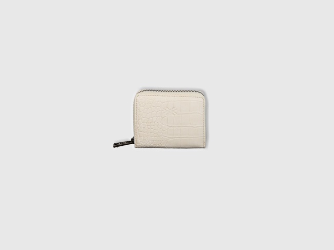  Kadın Krem Yarım Logo Baskılı Deri Görünümlü  Mini Cüzdan