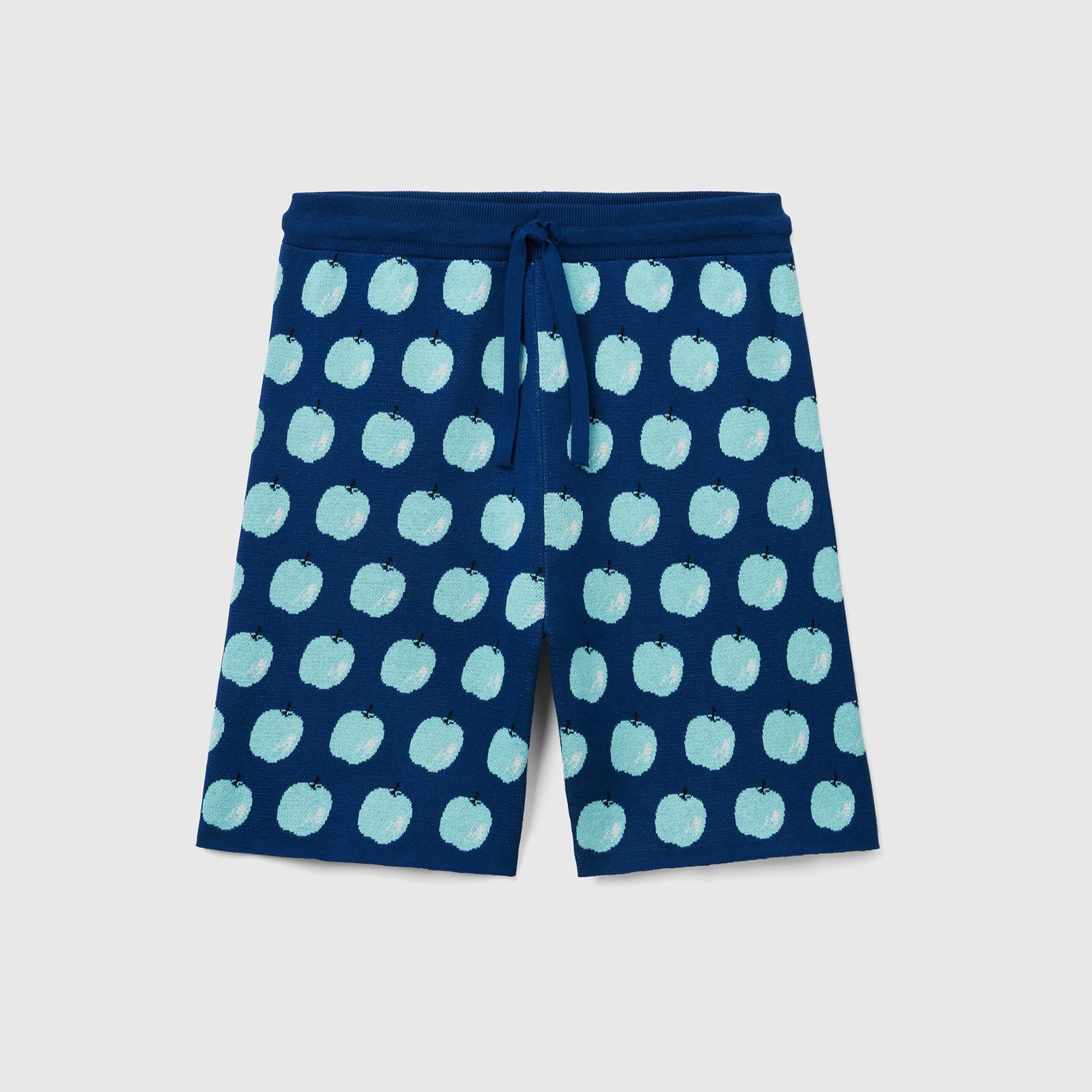 Erkek Lacivert Meyve Desenli Koton Triko Şort
