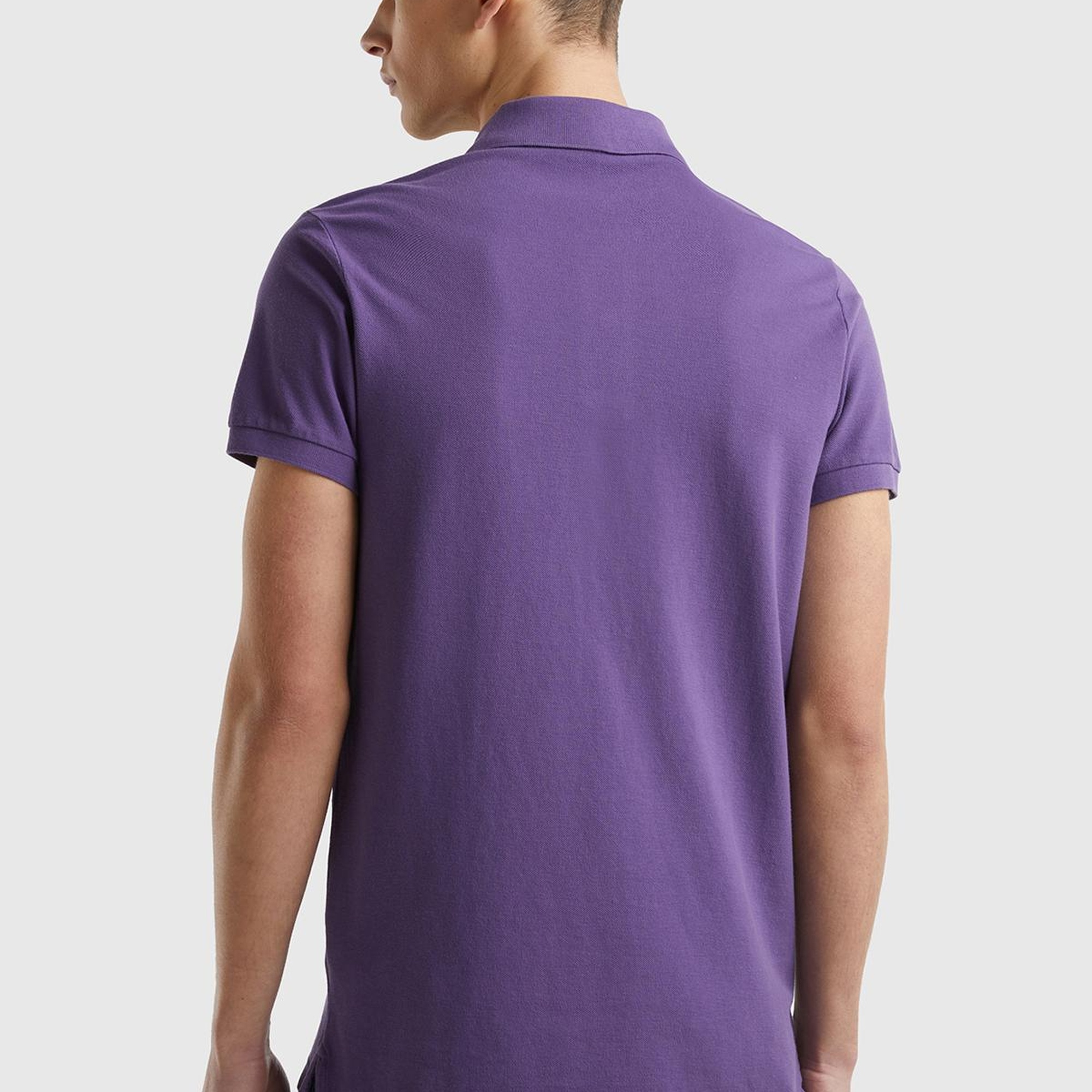 Erkek Mor Slim Fit Kısa Kollu Polo T-Shirt