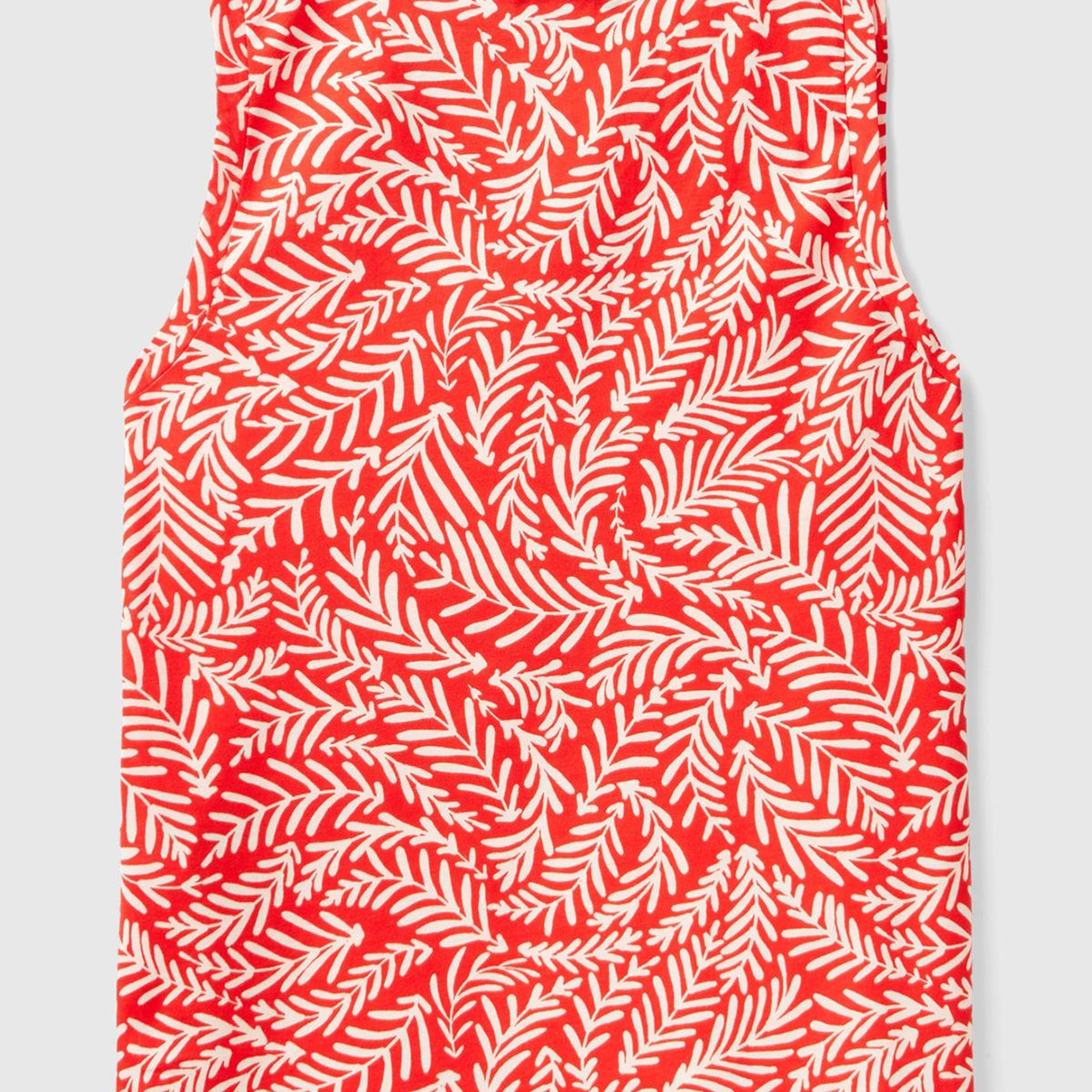 Kadın Kırmızı %100 Pamuk Tamamı Desenli Yırtmaçlı Geniş V Yaka Atlet