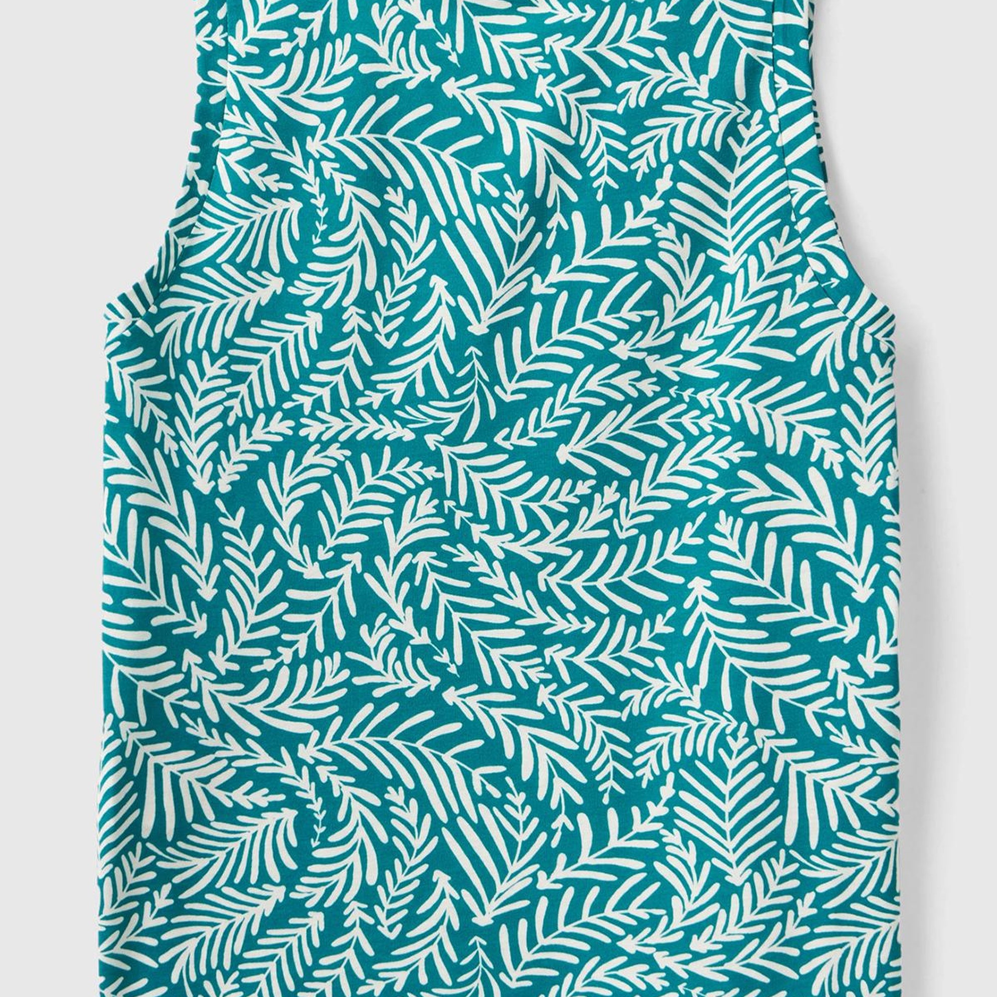 Kadın Yeşil Mix %100 Pamuk Tamamı Desenli Yırtmaçlı Geniş V Yaka Atlet