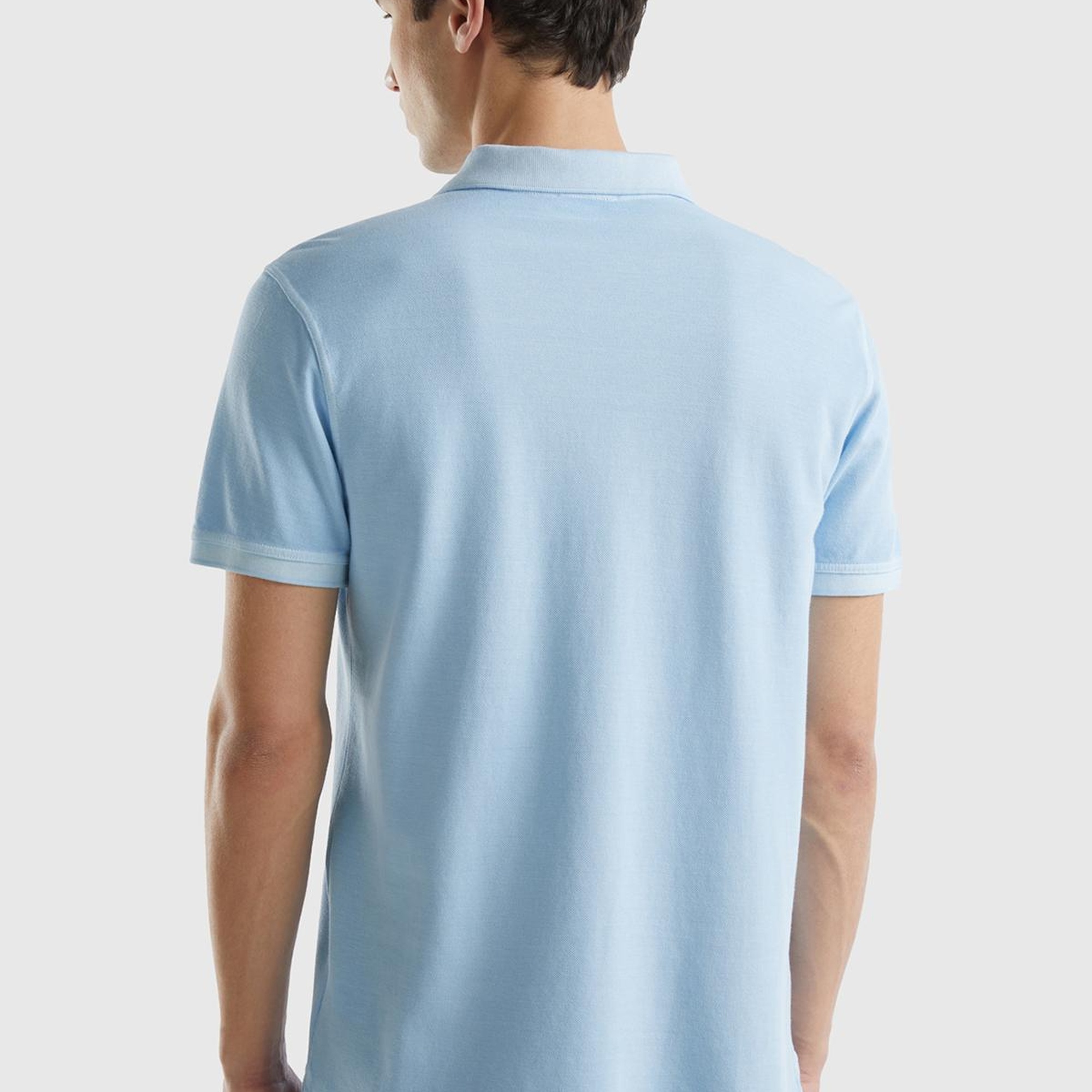 Erkek Açık Mavi %100 Pamuk Göğsü Yama Logo İşlemeli Polo Yaka T-Shirt