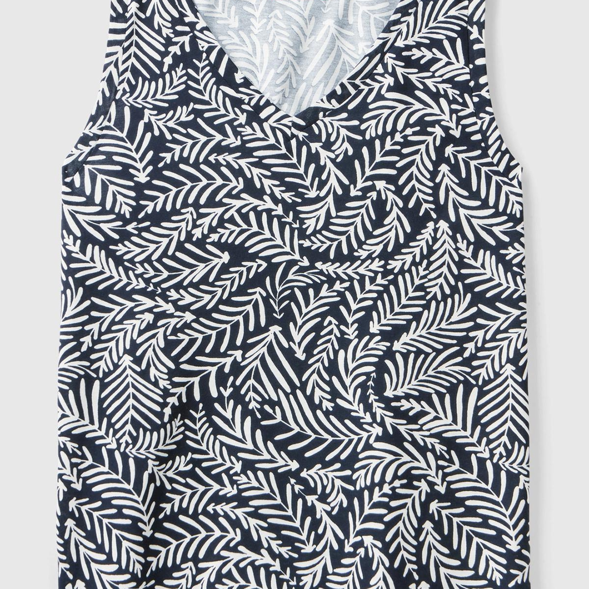 Kadın Siyah-Beyaz %100 Pamuk Tamamı Desenli Yırtmaçlı Geniş V Yaka Atlet