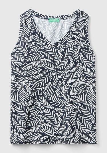  Kadın Siyah-Beyaz %100 Pamuk Tamamı Desenli Yırtmaçlı Geniş V Yaka Atlet