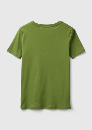  Kadın Soluk Yeşil %100 Pamuk V Yaka Basic T-Shirt