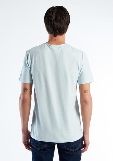  Erkek Uçuk Mavi V Yaka Slub T-shirt