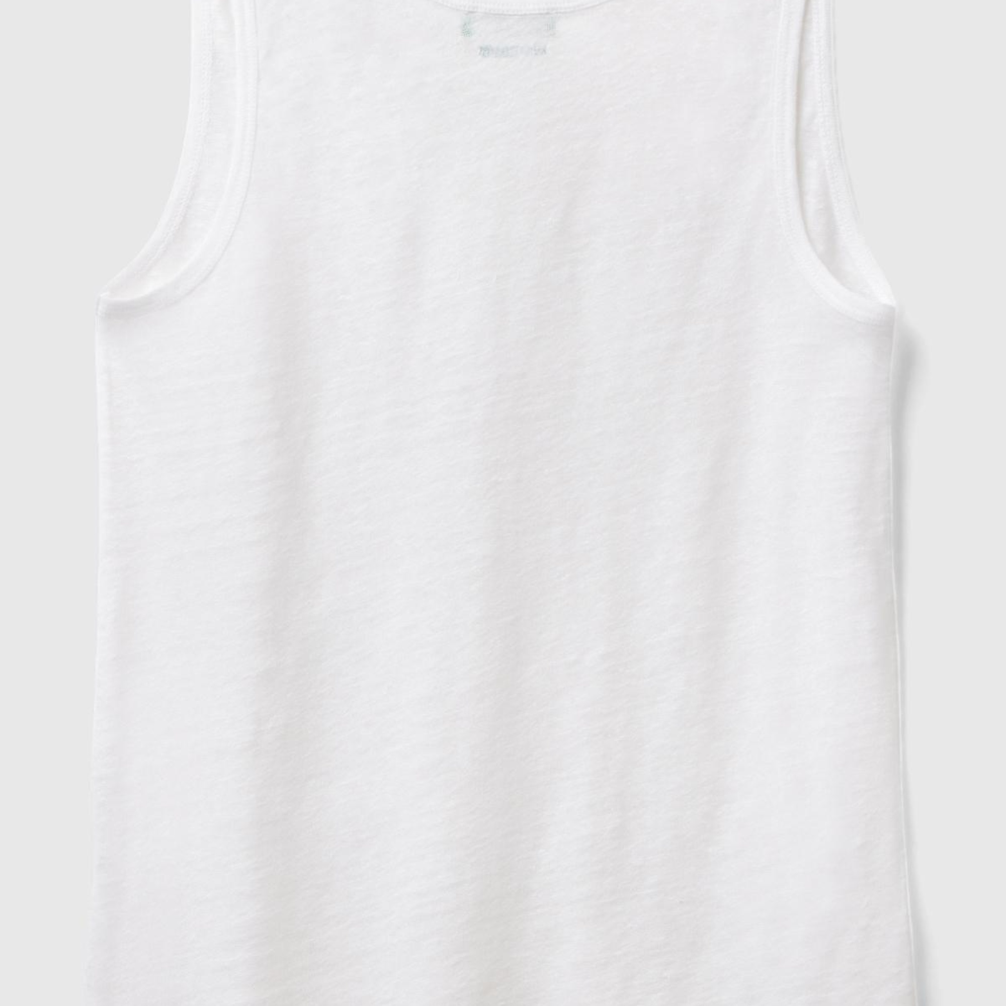 Kadın Beyaz %100 Keten Rahat Kalıp Kalın Askılı Atlet