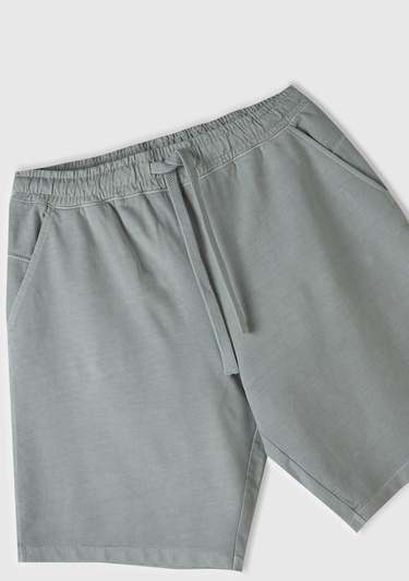  Erkek Taş %100 Organik Pamuk Yama Cepli Beli Büzgülü Bermuda Şort