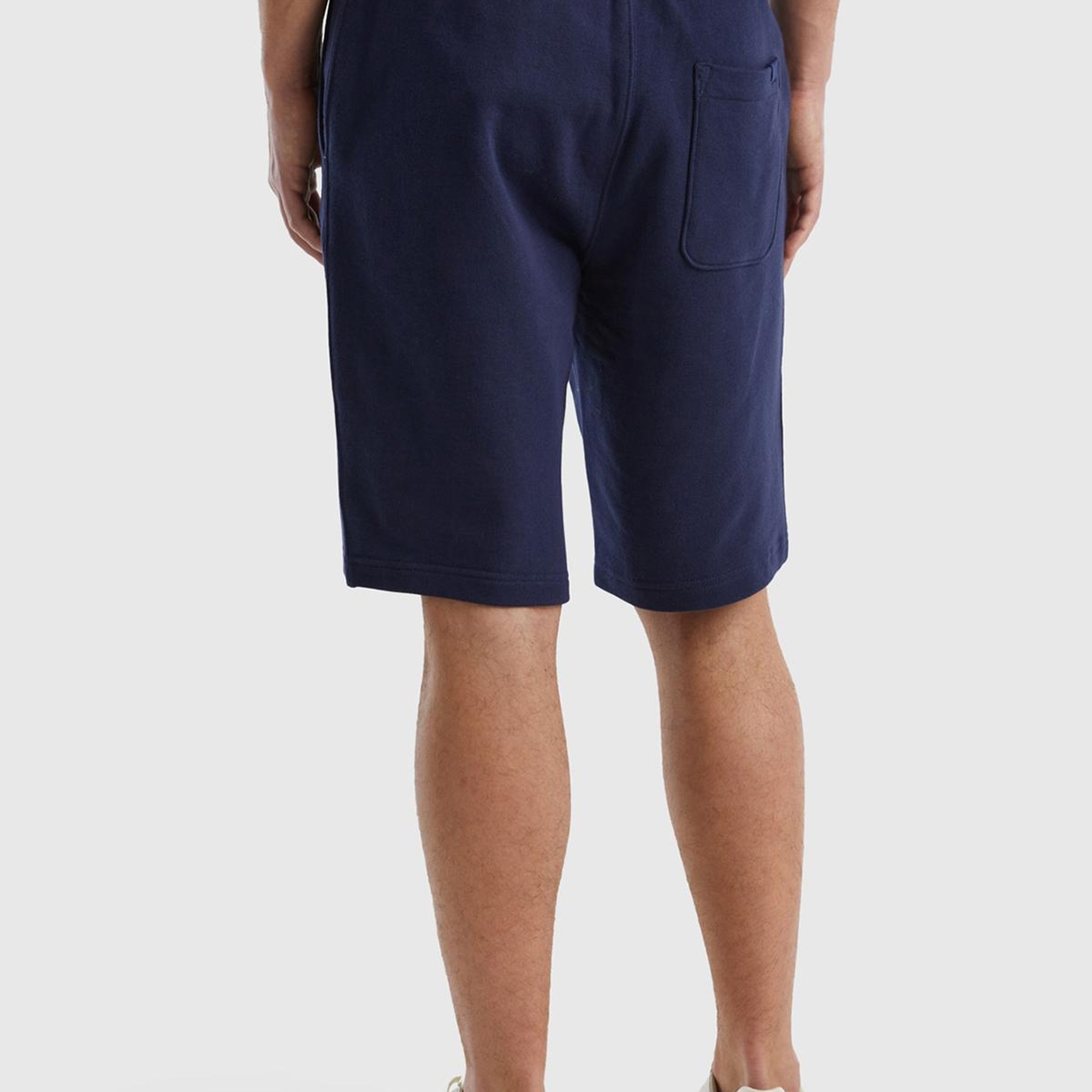 Erkek Koyu Lacivert %100 Pamuk Logo Detaylı Beli Lastikli Bermuda Şort