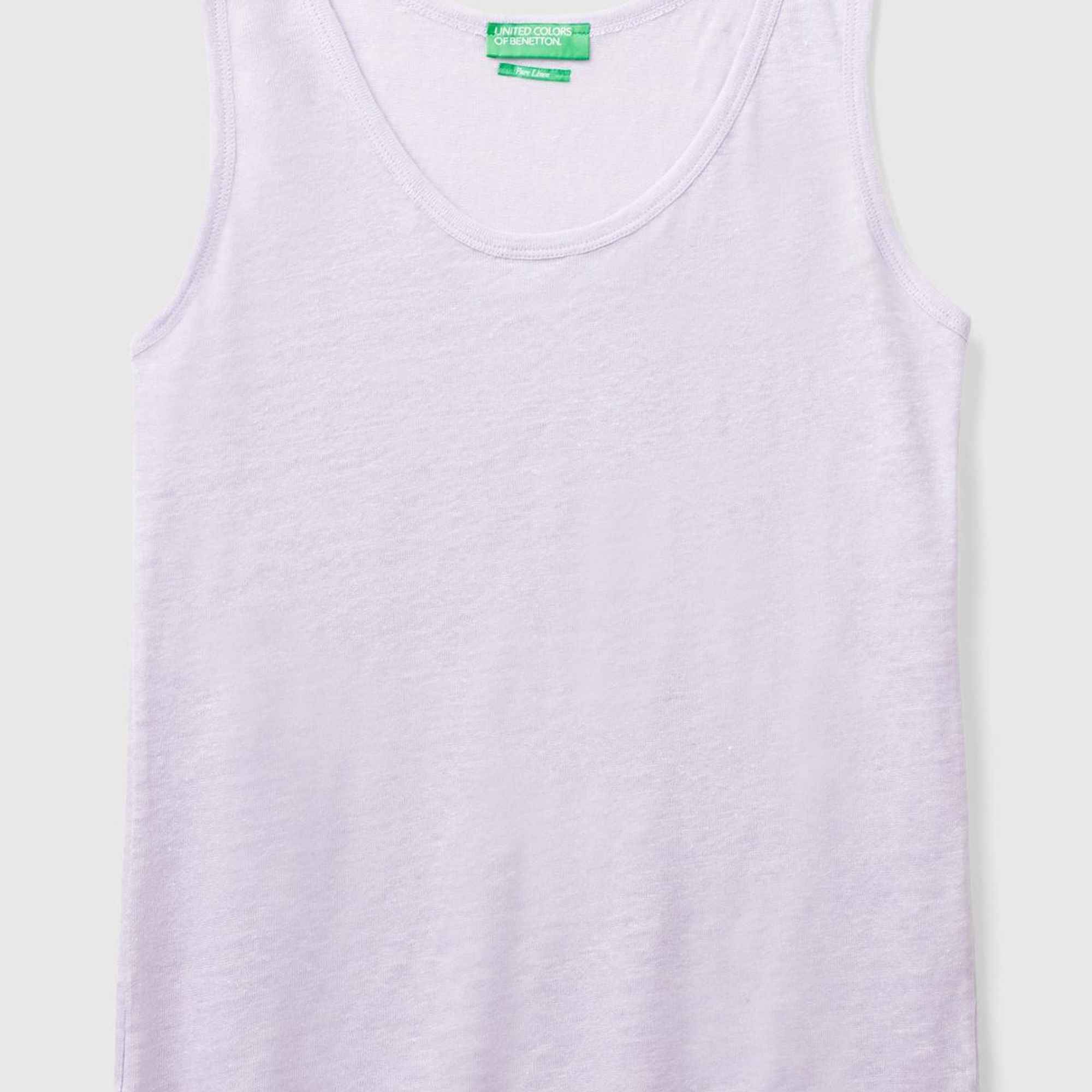 Kadın Lila %100 Keten Rahat Kalıp Kalın Askılı Atlet