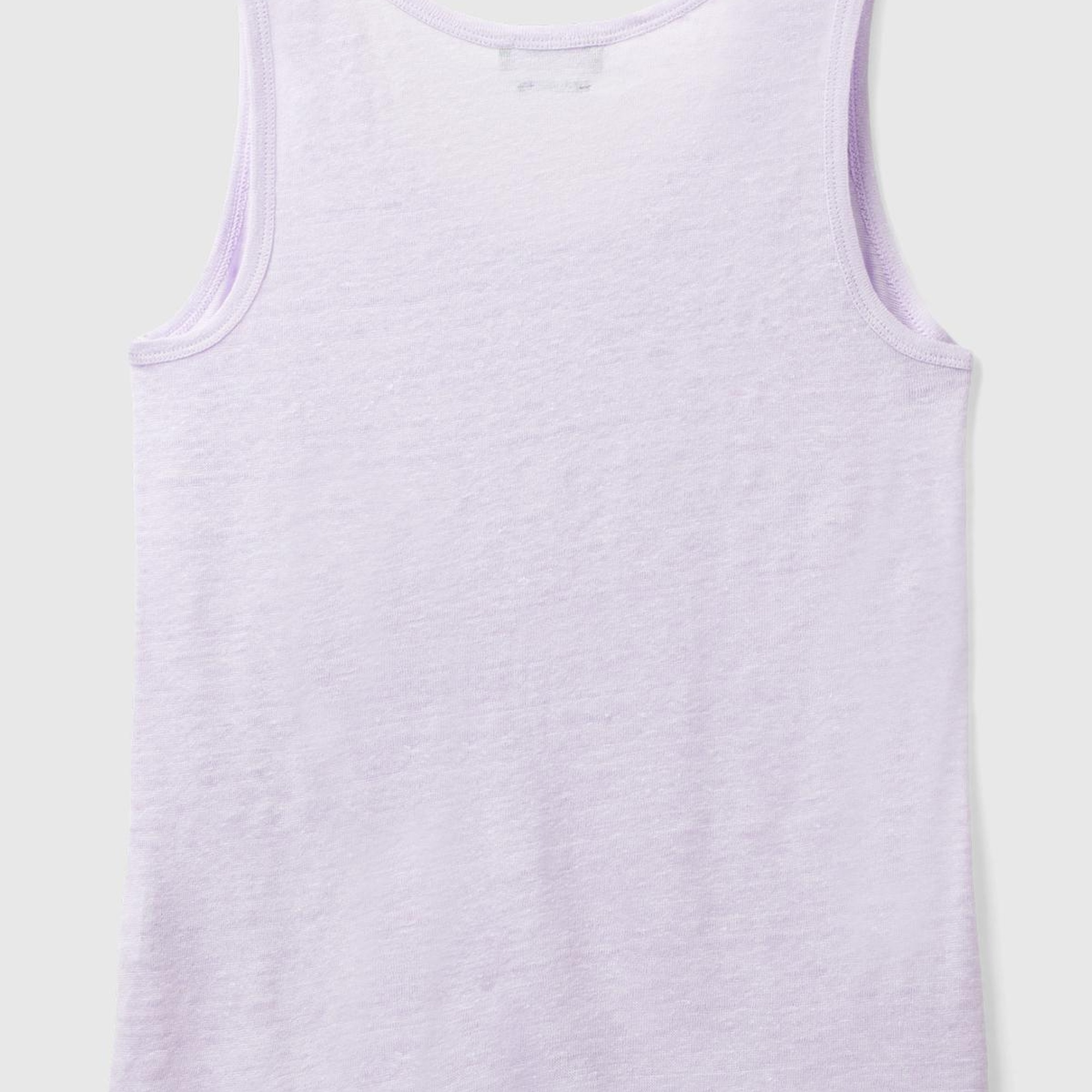 Kadın Lila %100 Keten Rahat Kalıp Kalın Askılı Atlet