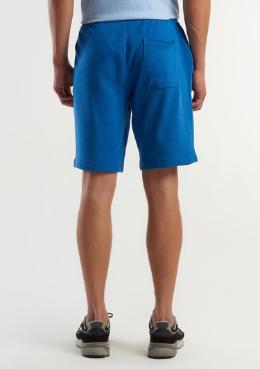  Erkek Koyu Mavi %100 Pamuk Logo Detaylı Beli Lastikli Bermuda Şort