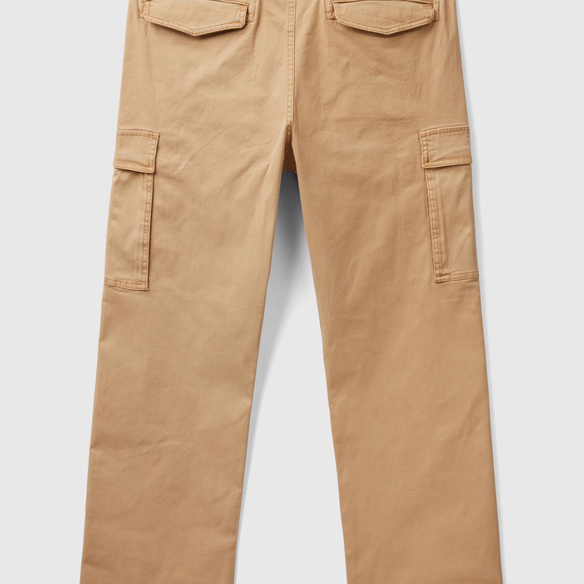 Erkek Taba Esnek Koton Kargo Denim Pantolon