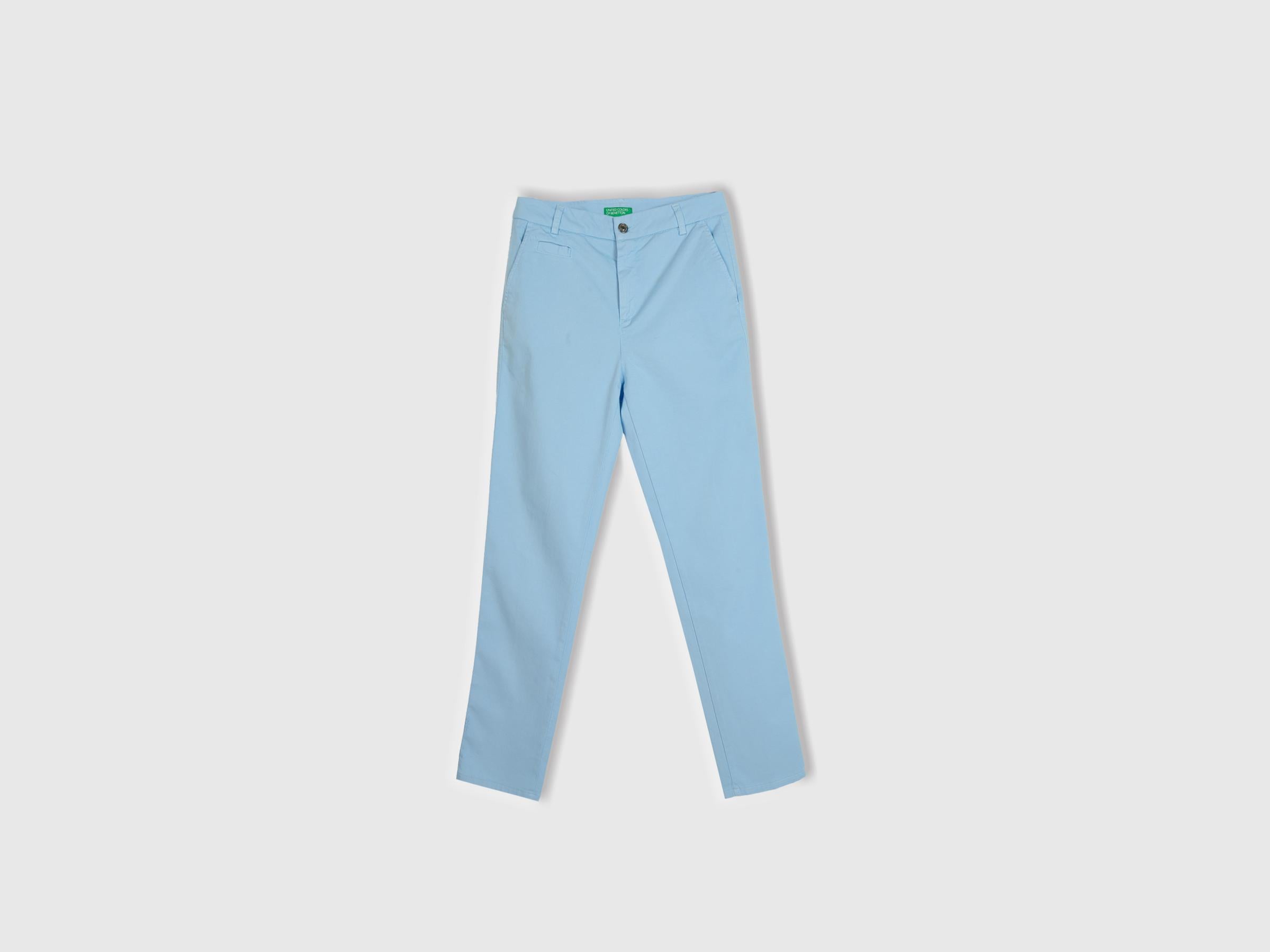  Kadın Açık Mavi Elastanlı Basic Chino Pantolon