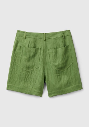  Kadın Soluk Yeşil Liyosel Karışımlı Yama Cepli Kemer Delikli Şort