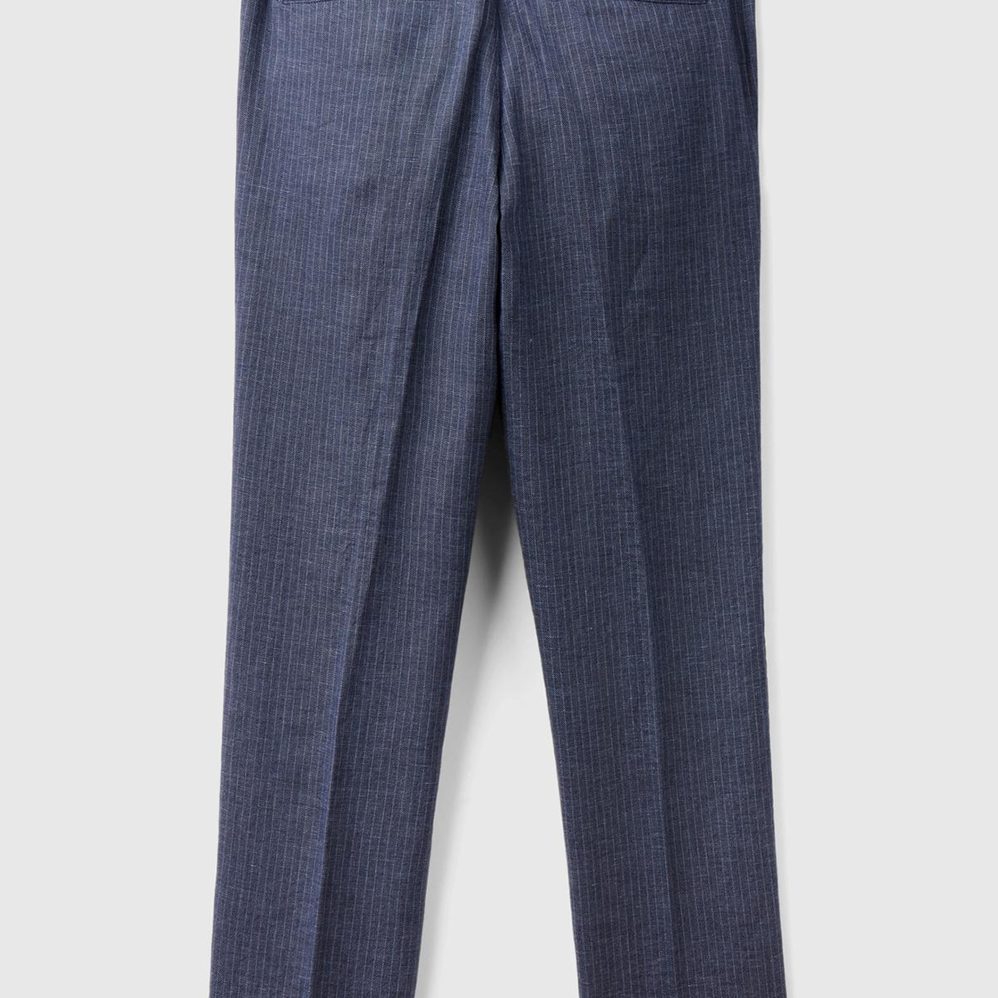 Erkek İndigo Keten Karışımlı Cebi Biyeli Pantolon