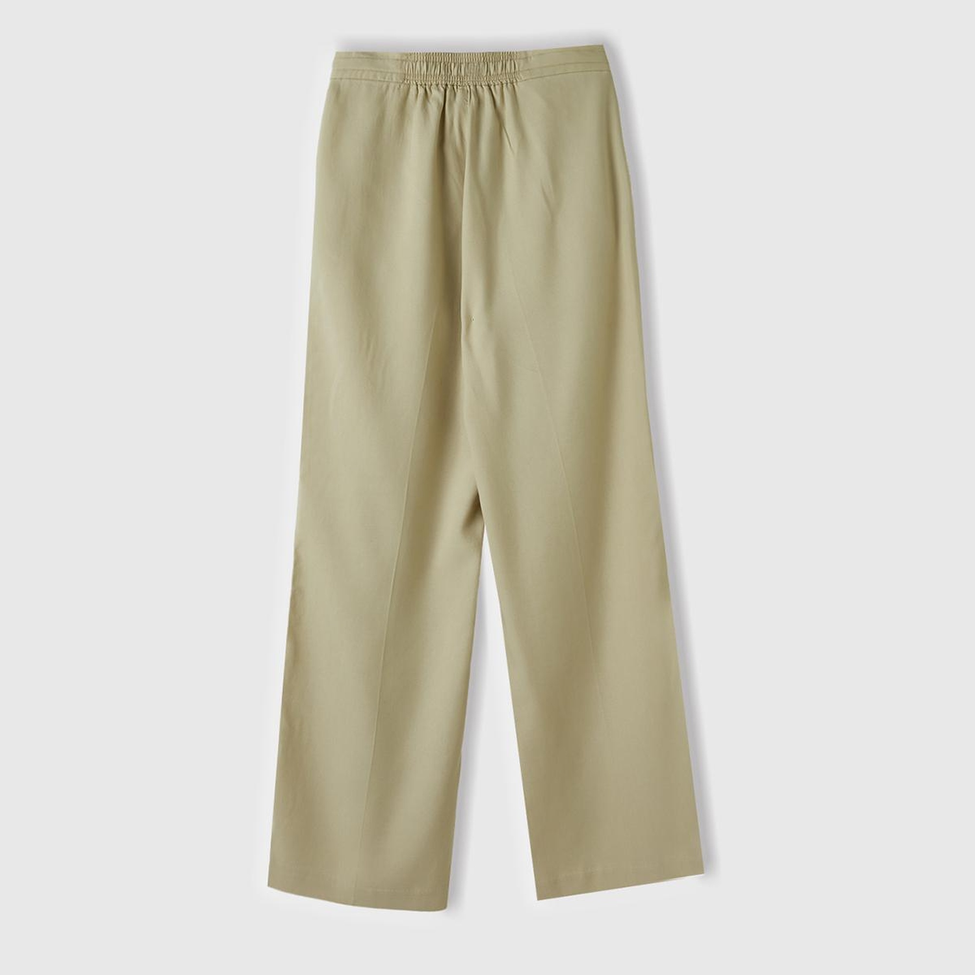 Kadın Bej %100 Liyosel Önü Pileli Beli İpli ve Düğmeli Pantolon