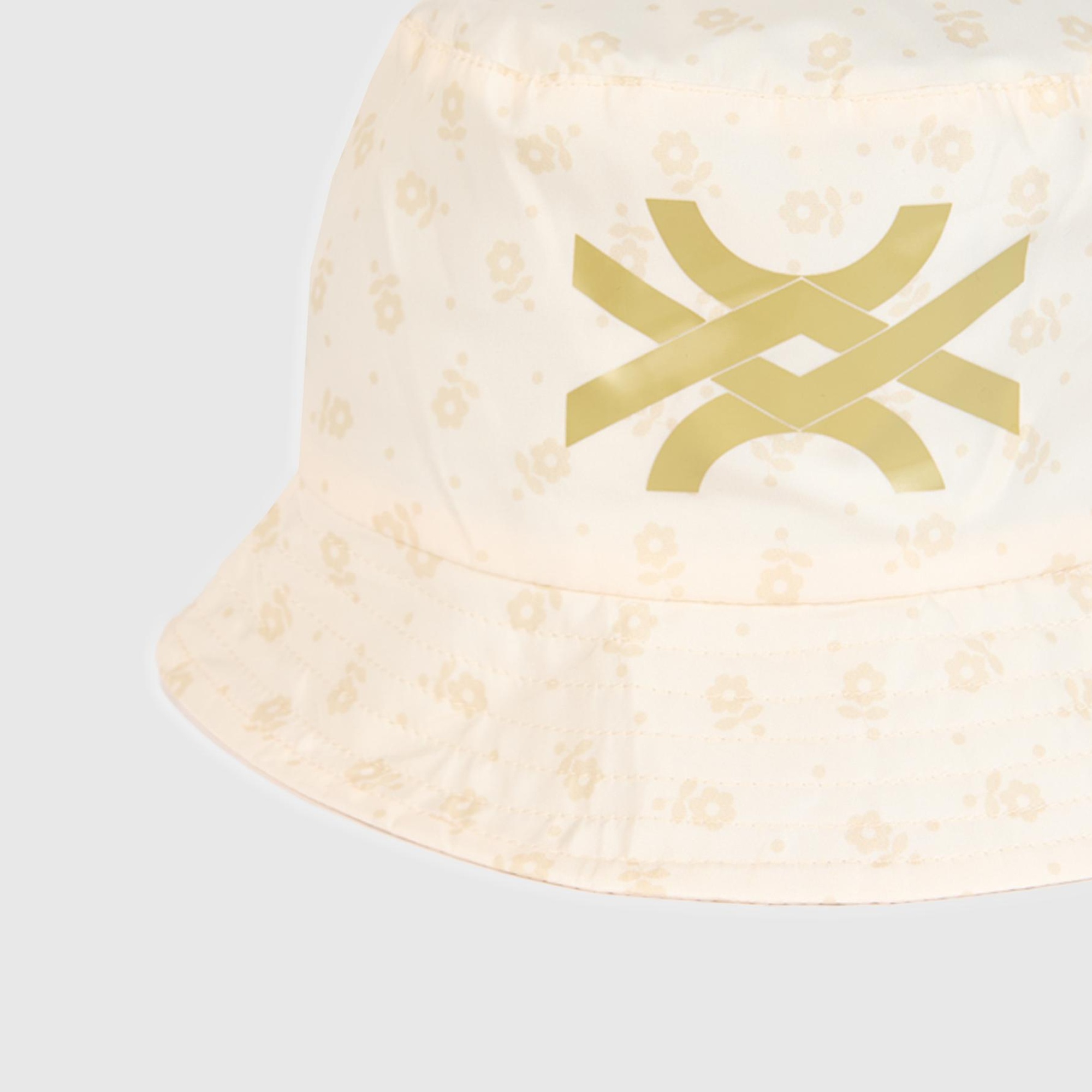 Erkek Çocuk Ekru Benetton Logolu Balıkçı Şapka