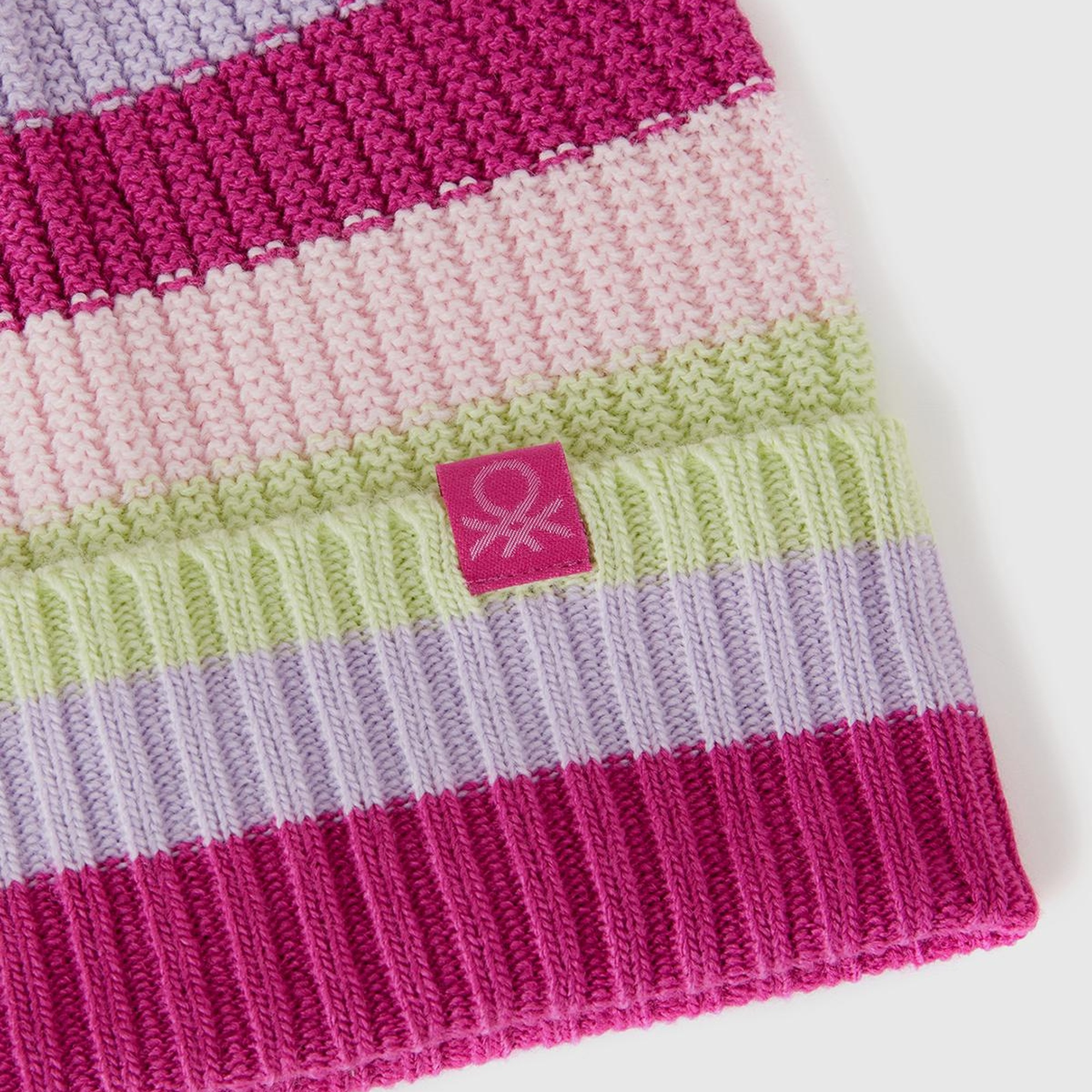 Erkek Çocuk Pembe Mix Logo Etiketli Renk Bloklu Örgü Bere