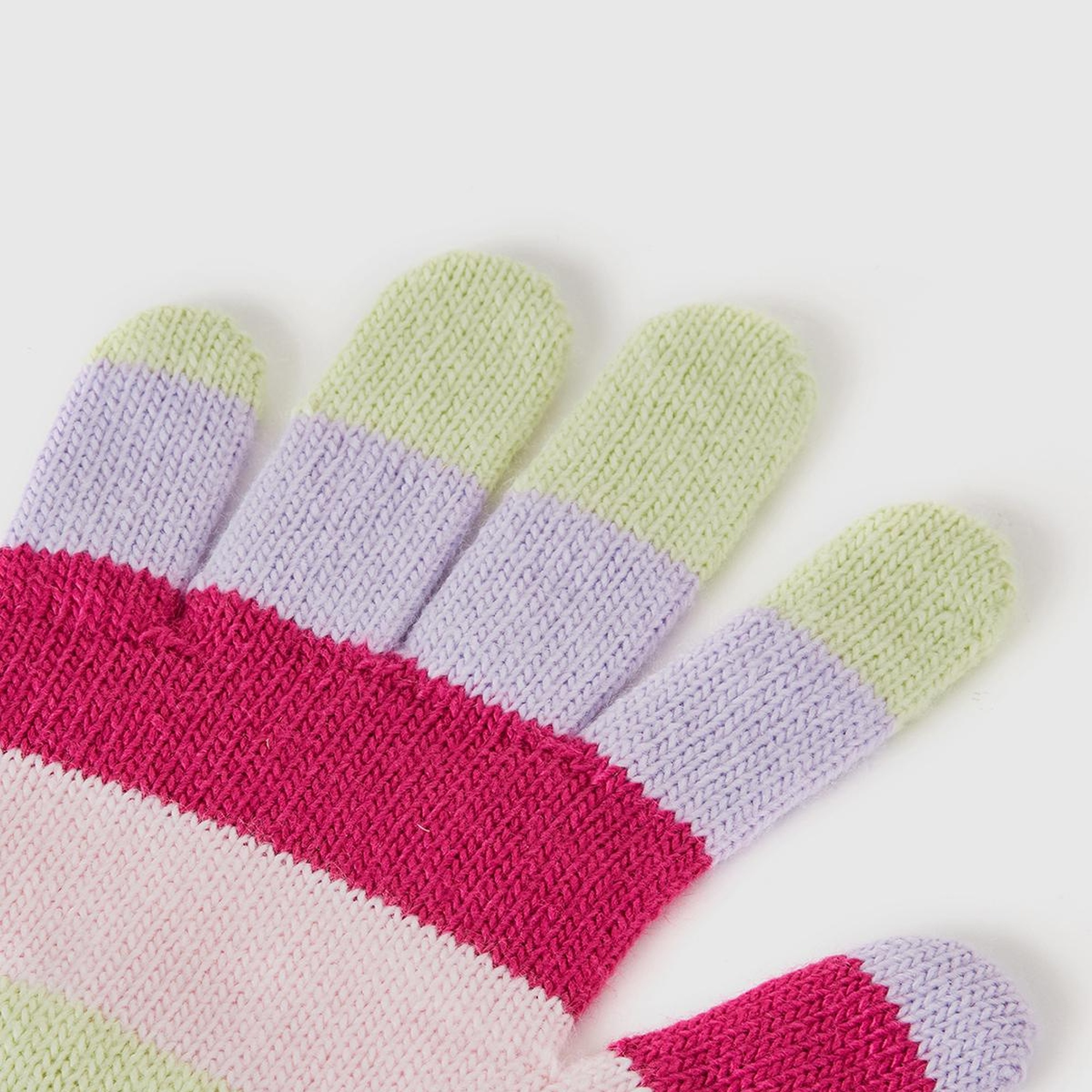 Erkek Çocuk Pembe Mix Logo Etiketli Renk Bloklu Örgü Eldiven