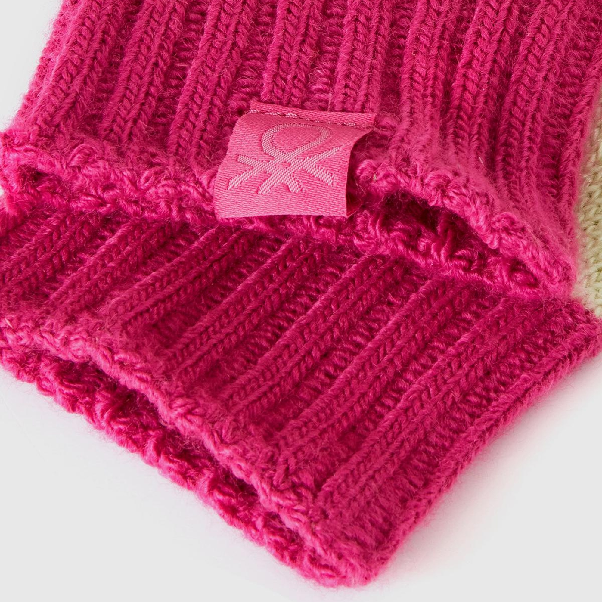 Erkek Çocuk Pembe Mix Logo Etiketli Renk Bloklu Örgü Eldiven