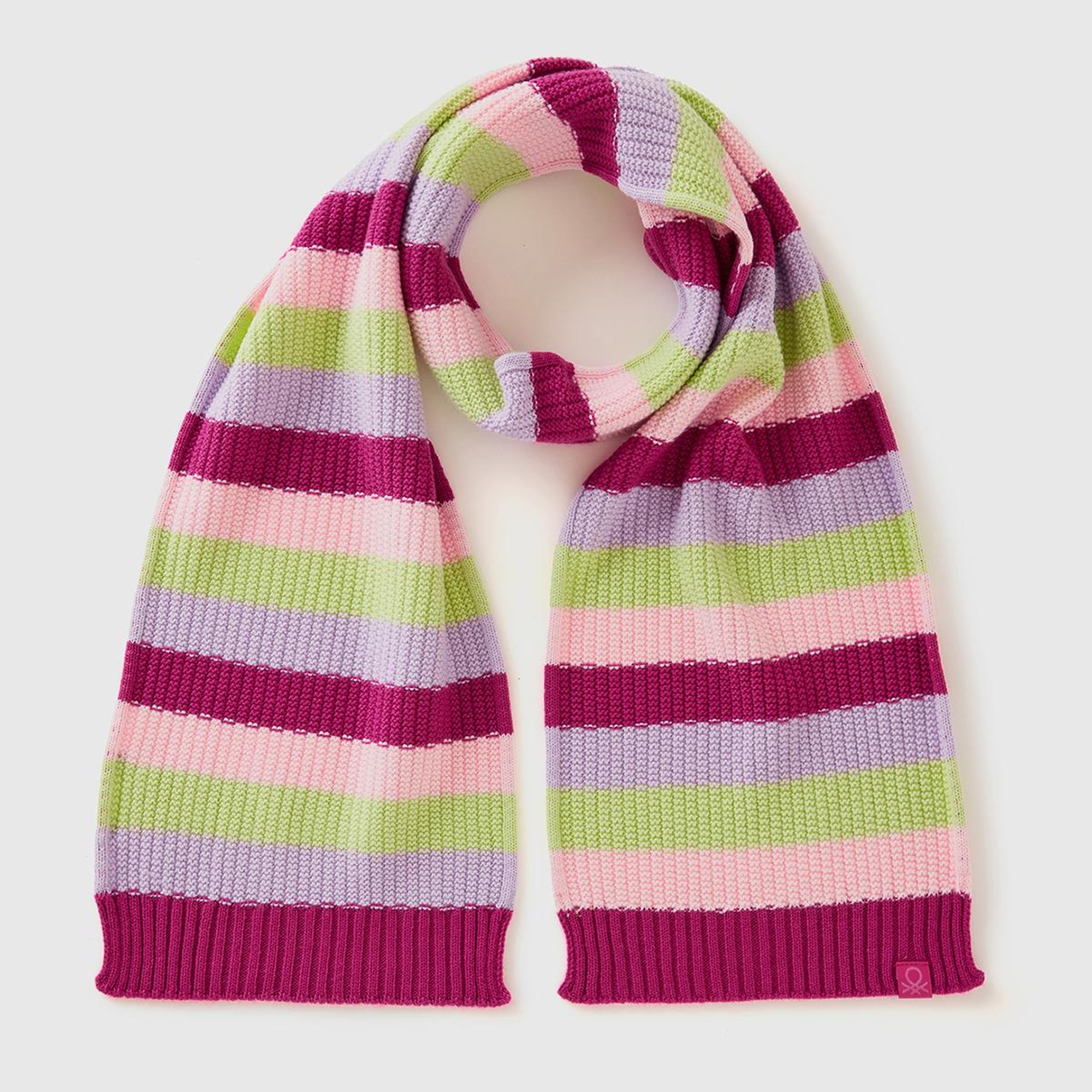 Erkek Çocuk Pembe Mix Renkli Çizgili Örgü Atkı