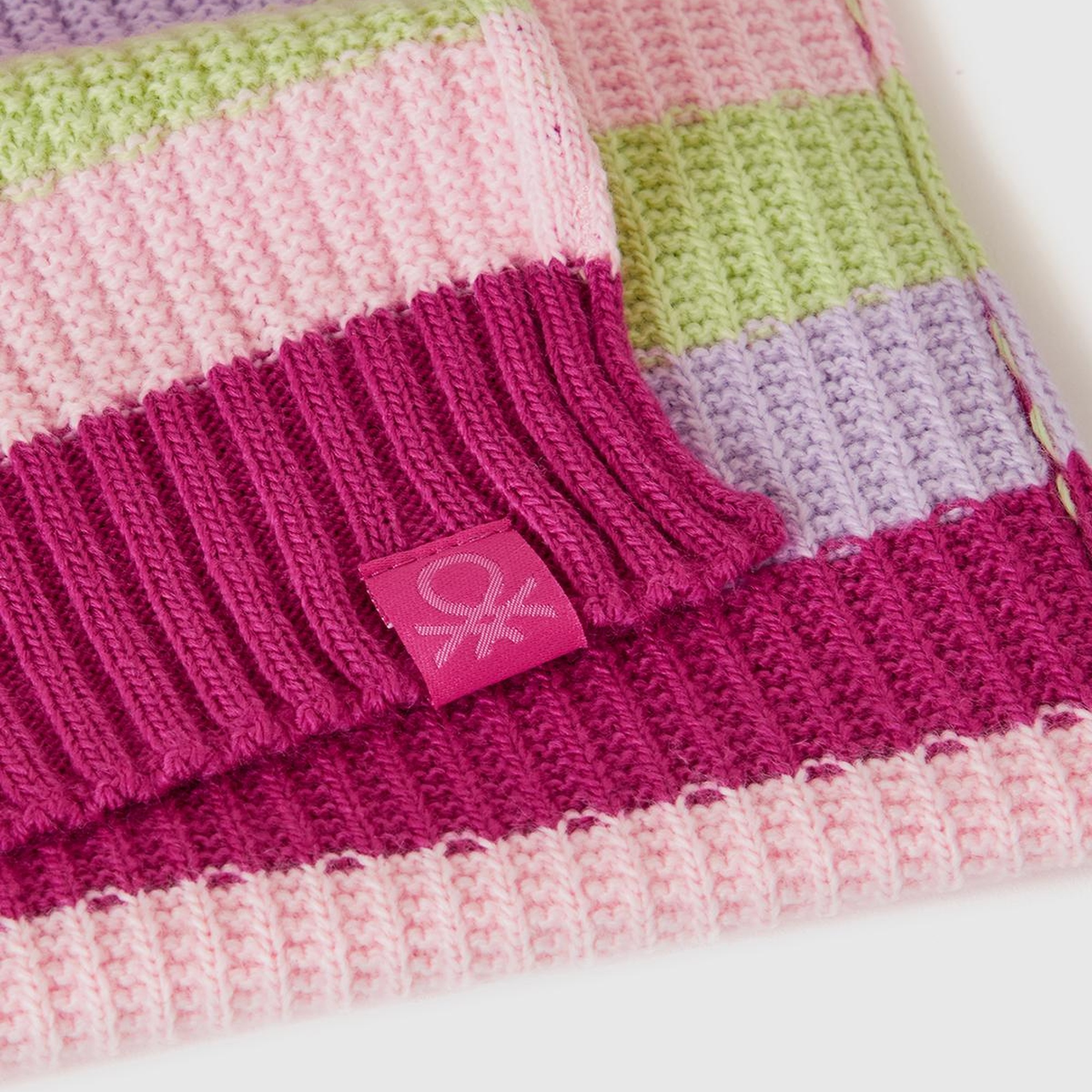 Erkek Çocuk Pembe Mix Renkli Çizgili Örgü Atkı