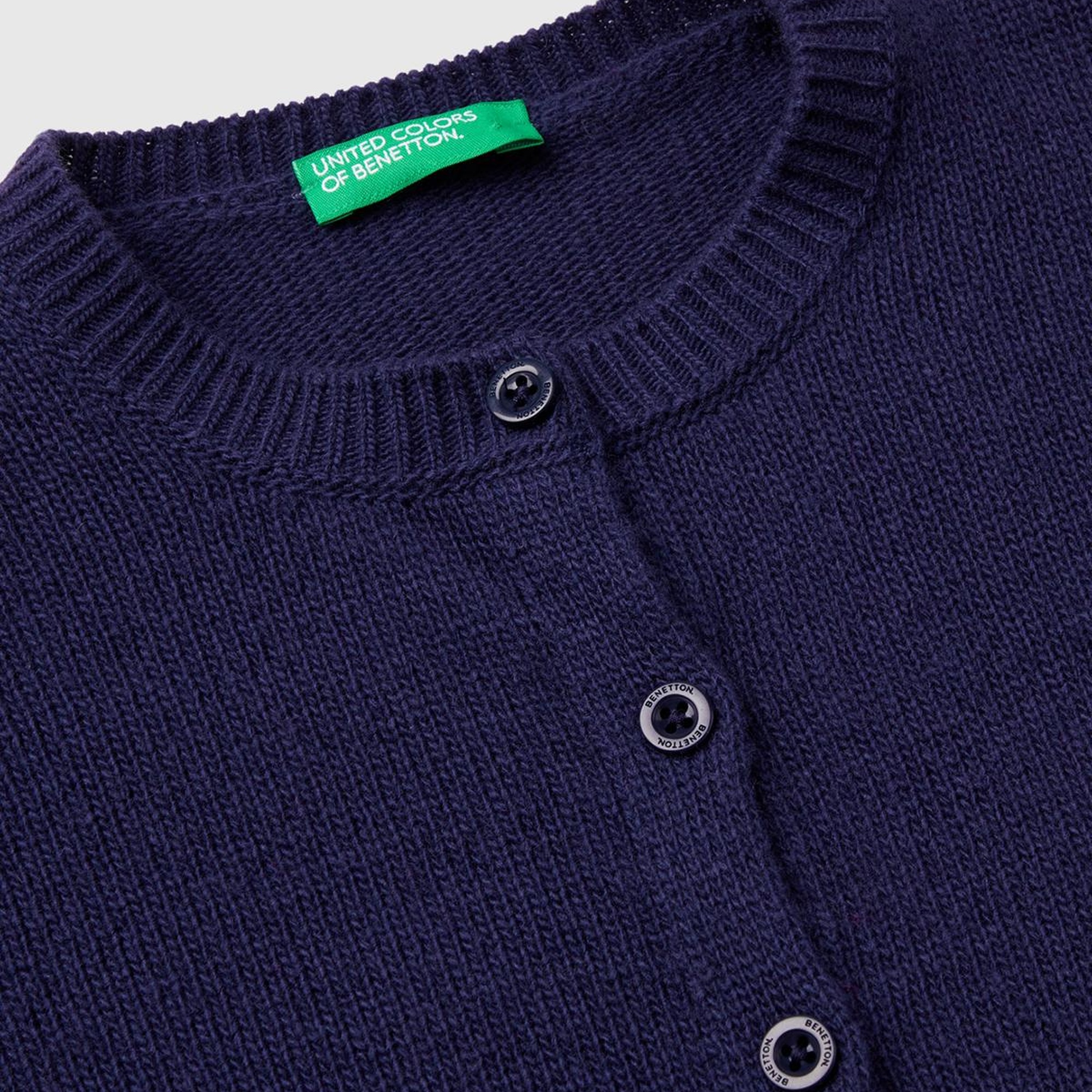 Kız Çocuk Lacivert Önü Düğmeli Nervür Detaylı Hırka