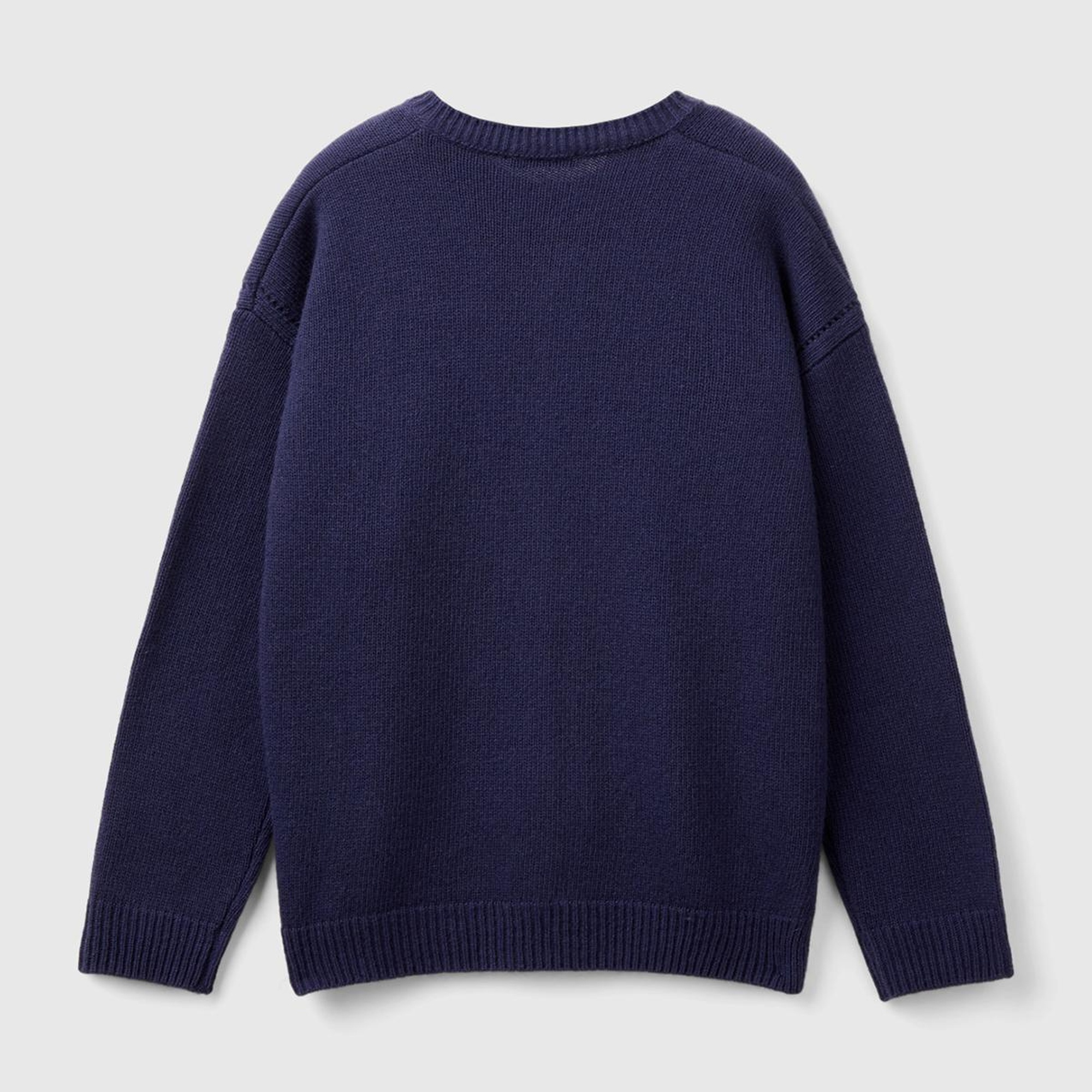 Kız Çocuk Lacivert Önü Düğmeli Nervür Detaylı Hırka